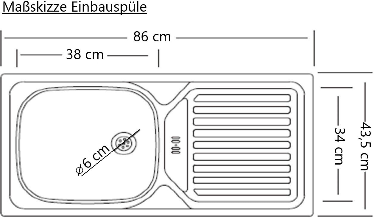 Kochstation Spülenschrank »KS-Wien«, Breite 110 cm, inkl. Möbelfront für teilintegrierbaren Geschirrspüler