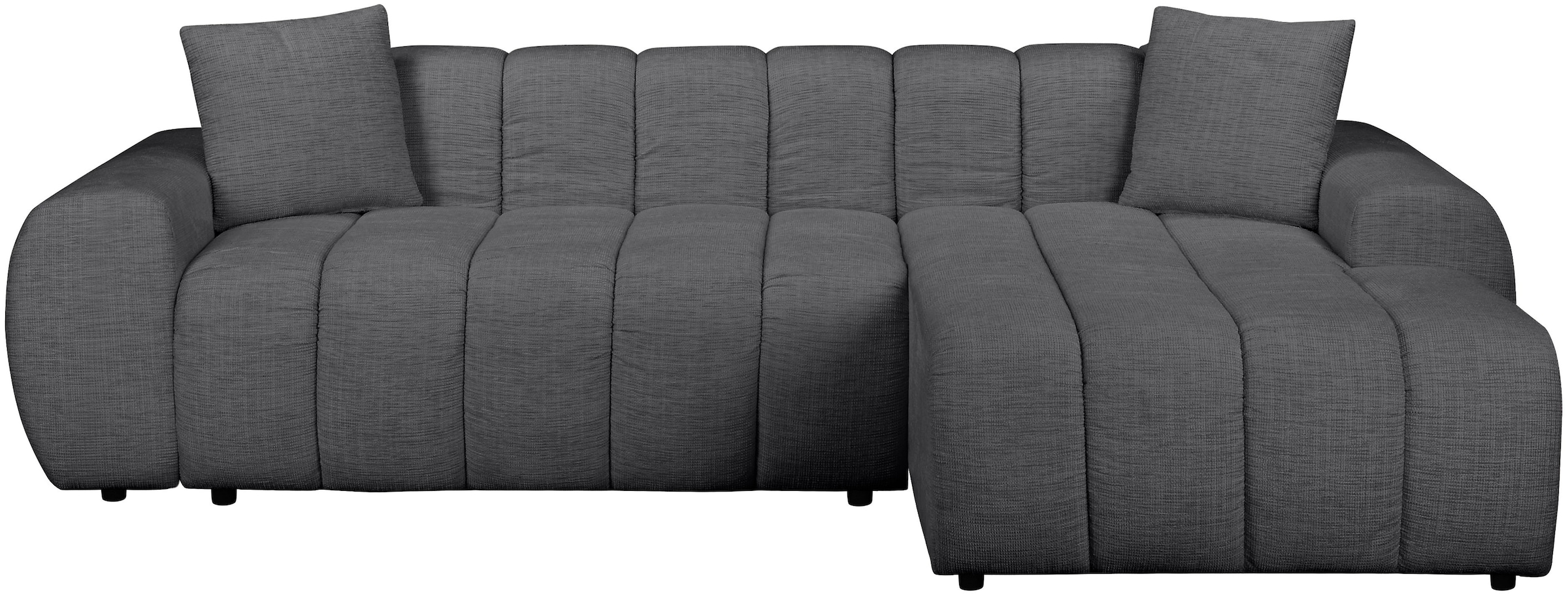 OTTO home Ecksofa »LAURRENT Feinstruktur L-Form, 246 cm« Schlaffunktion (123/191cm), Bettkasten, Taschenfederkern und Topper