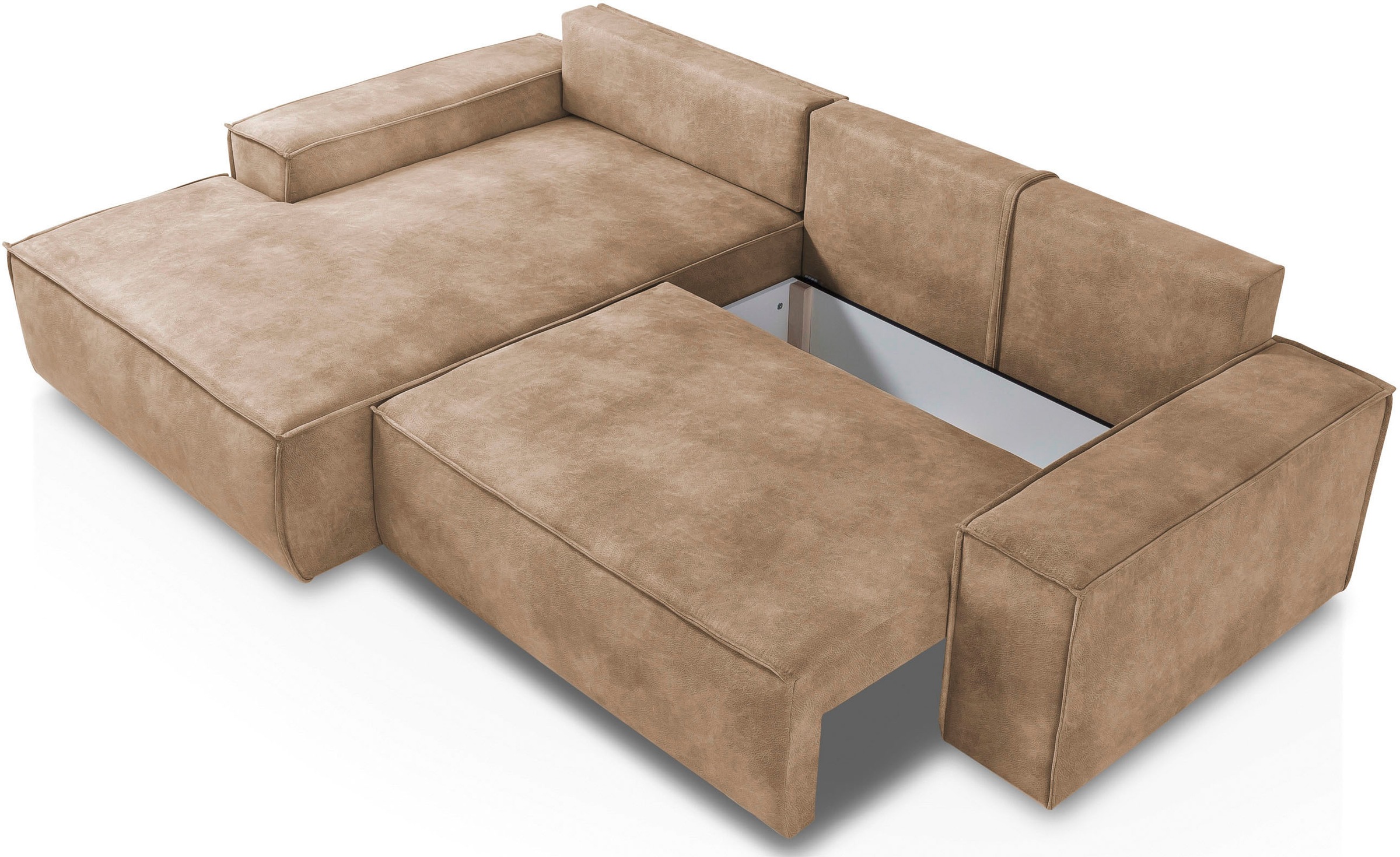 Home affaire Ecksofa SHERWOOD Schlafsofa 267 cm, L-Form, Schlaffunktion mit Bettkasten (210x136 cm), Cord, Vintage, Samtvelours