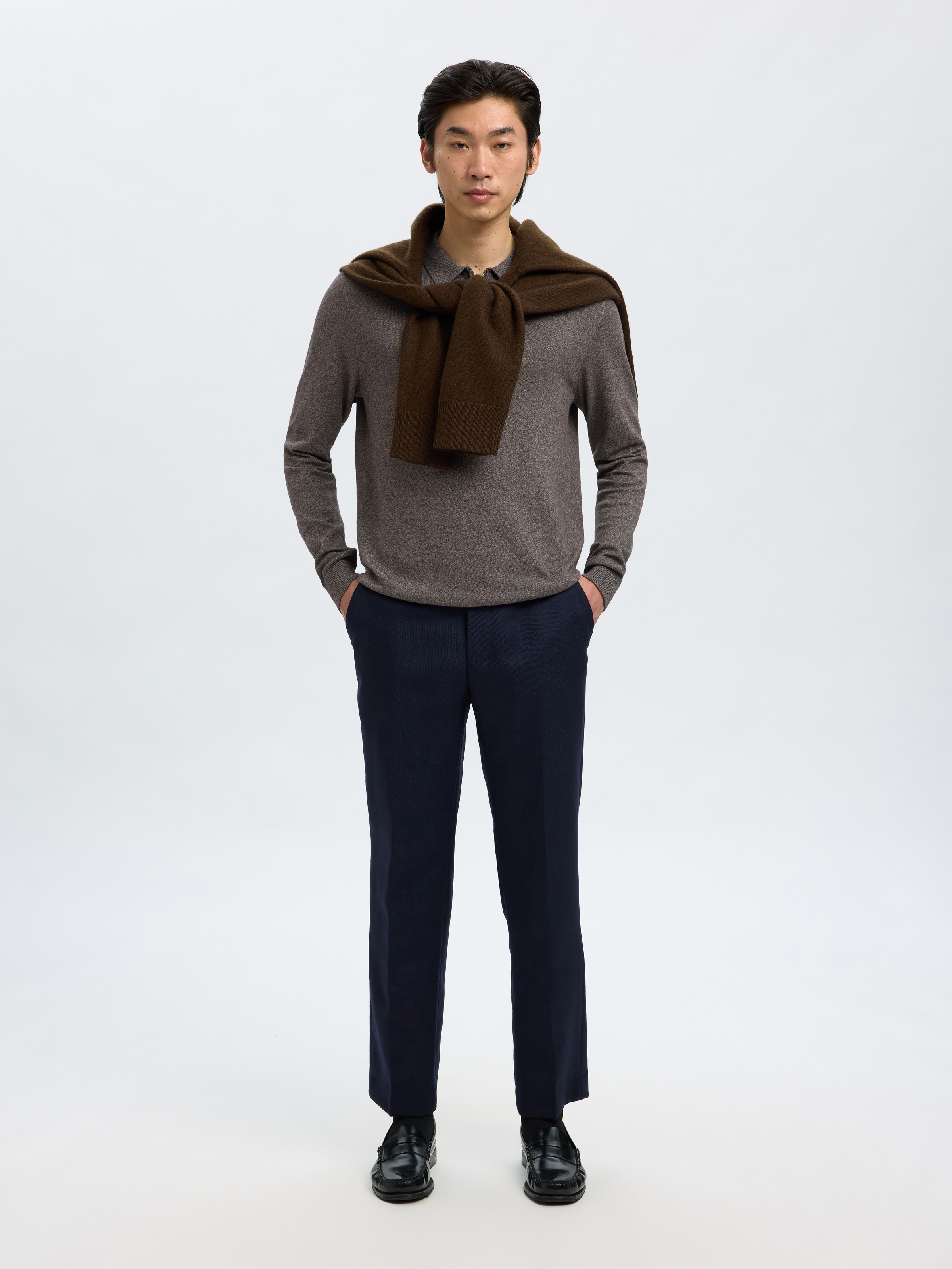 SELECTED HOMME Polokragenpullover »SLHBERG LS HALF ZIP POLO NOOS«