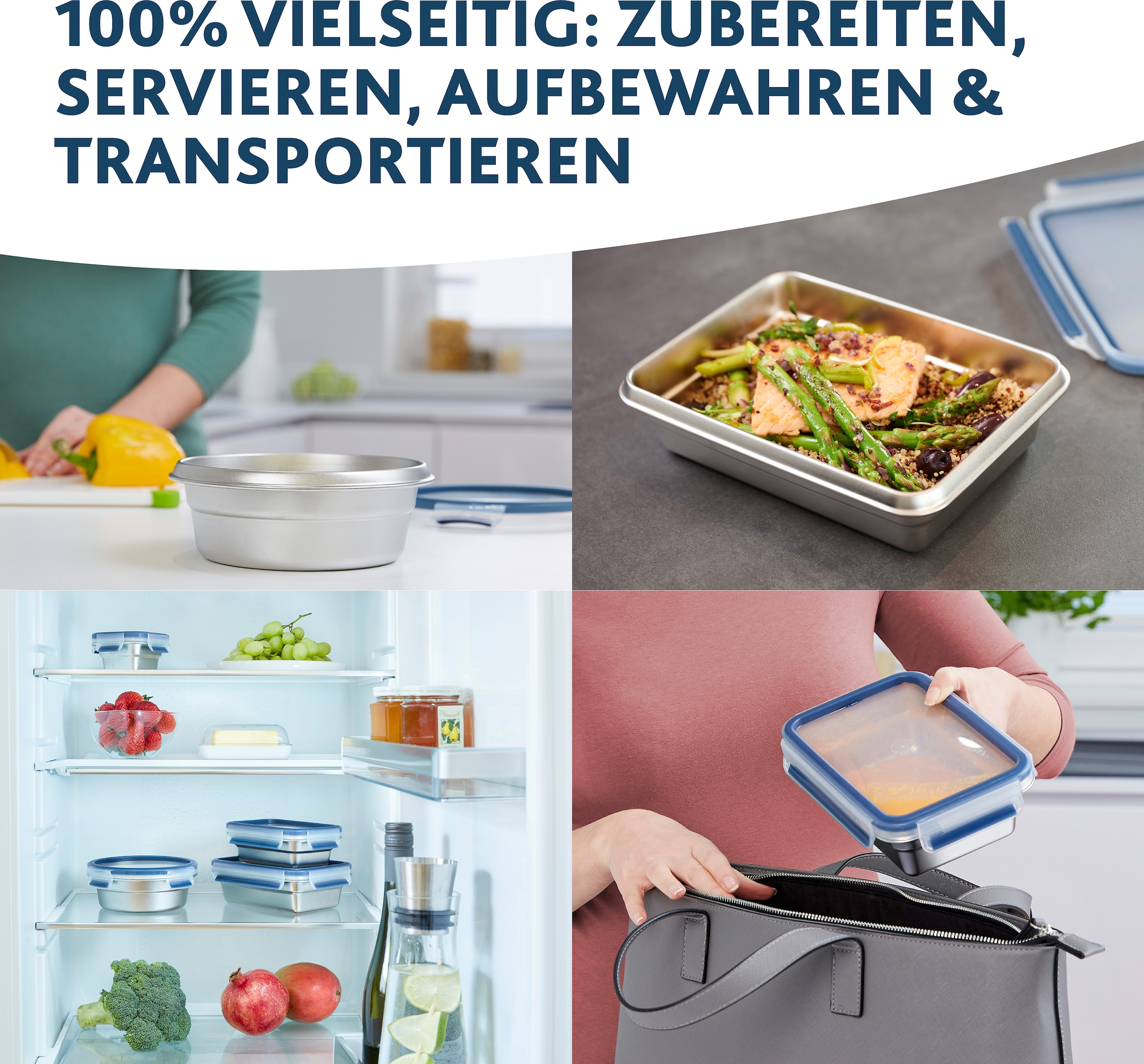 Emsa Frischhaltedose »Clip & Close«, (Set, 1 tlg.), Edelstahl, frost-, spülmaschinen- und backofenfest
