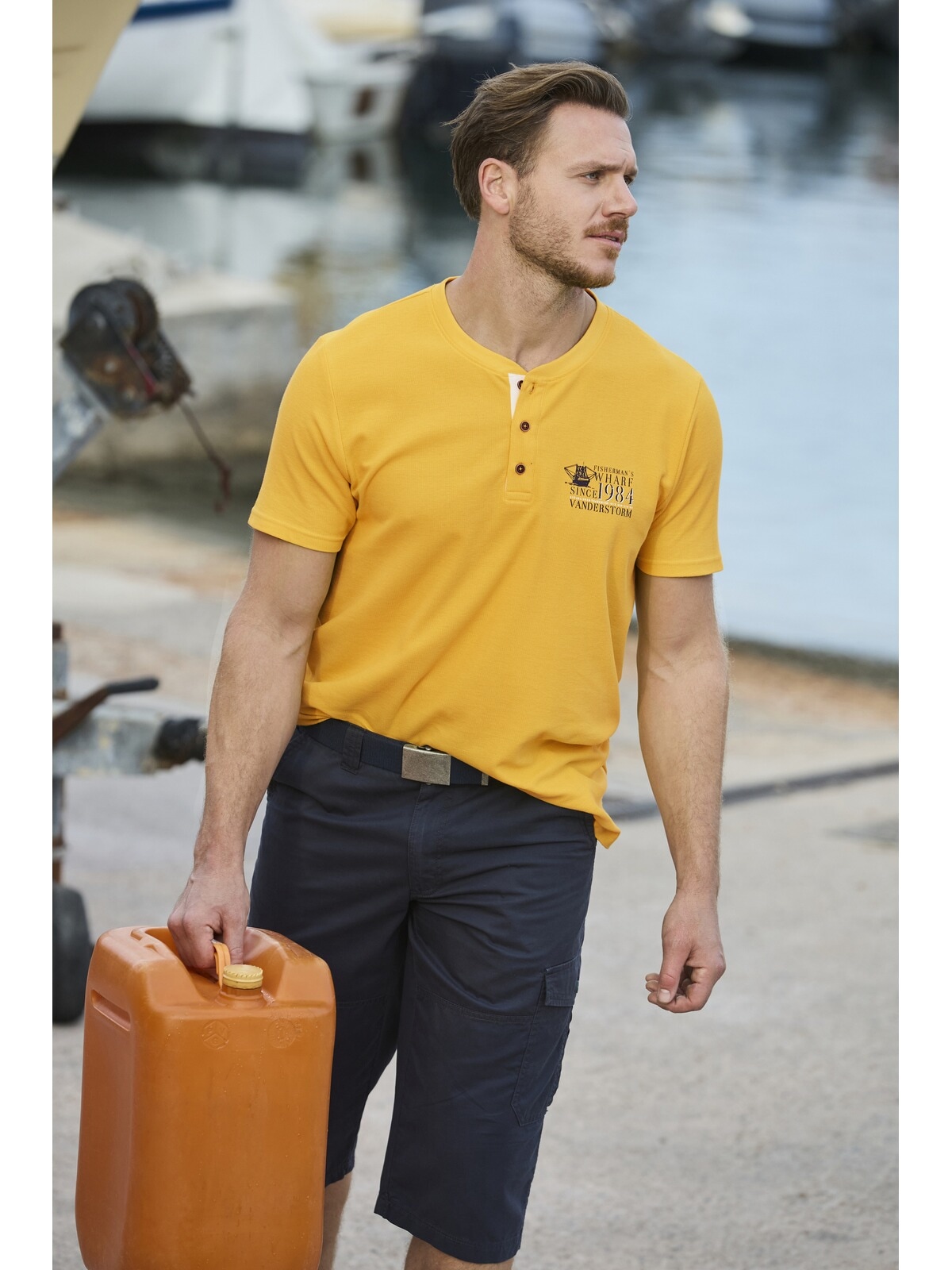 Jan Vanderstorm T-Shirt »T-Shirt ERENGISL«, (1 tlg.), mit stylischer Knopfleiste