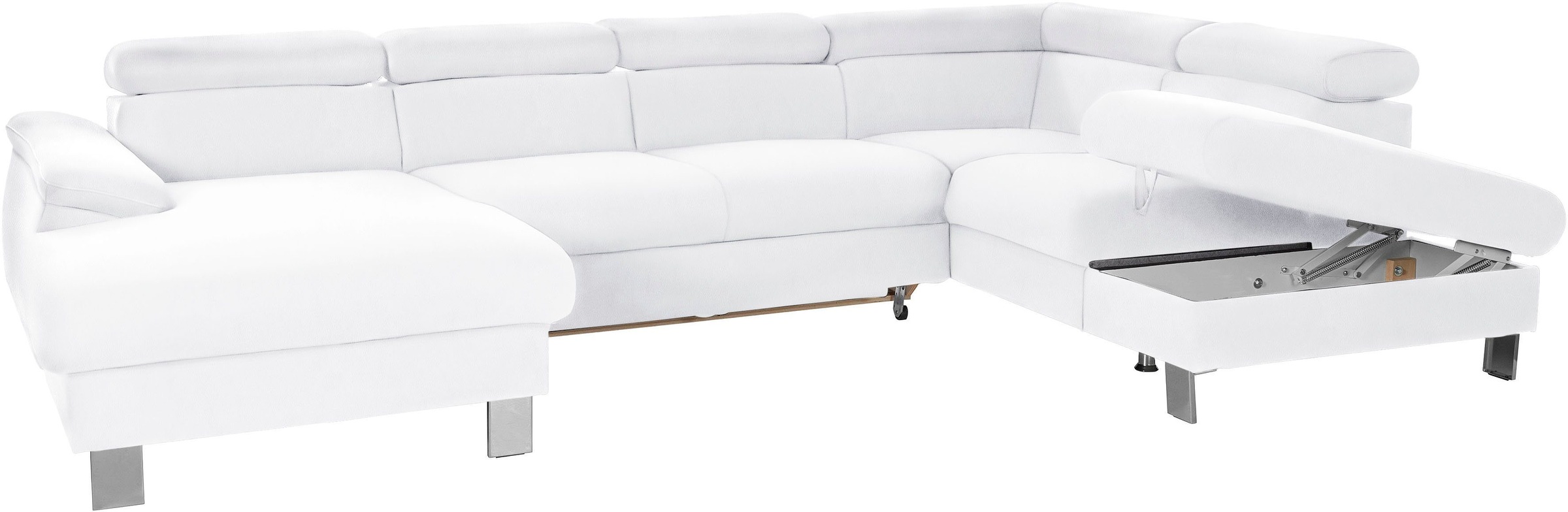 COTTA Polstergarnitur »Komaris U-Form, B: 320 bzw. 100 cm (Set: Wohnlandschaft & Hocker)«, (Set), mit Kopfteilverstellung, optional Bettfunktion, Bettkasten & Licht