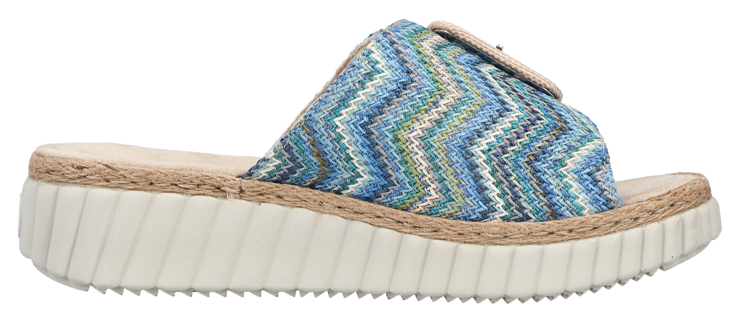 Rieker Keilpantolette, Sommerschuh, Strandschuh, Hausschuh mit praktischem Klettverschluss