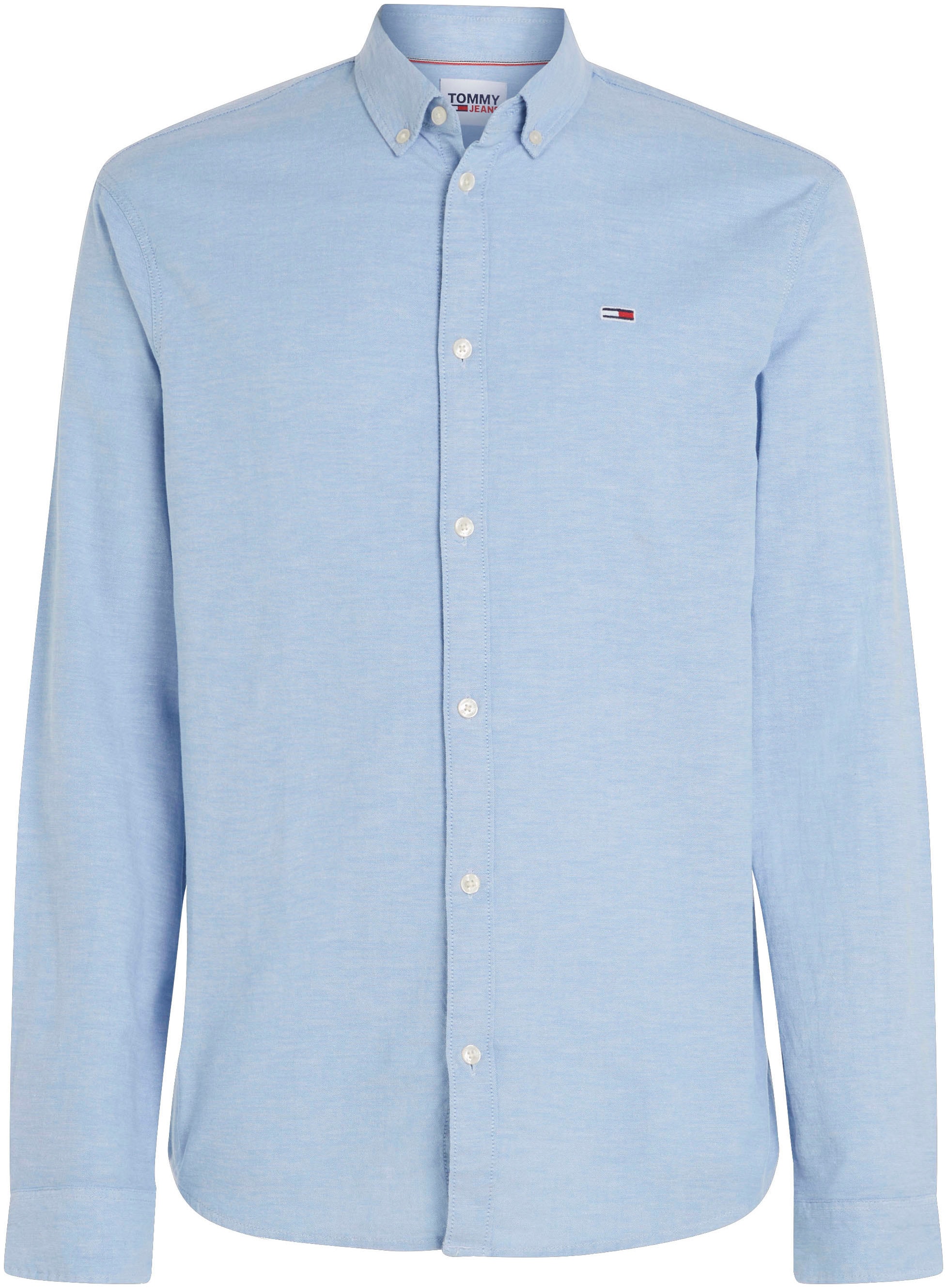 Tommy Jeans Langarmhemd »TJM Slim Stretch Oxford Shirt«, mit Flaglabel auf der Brust