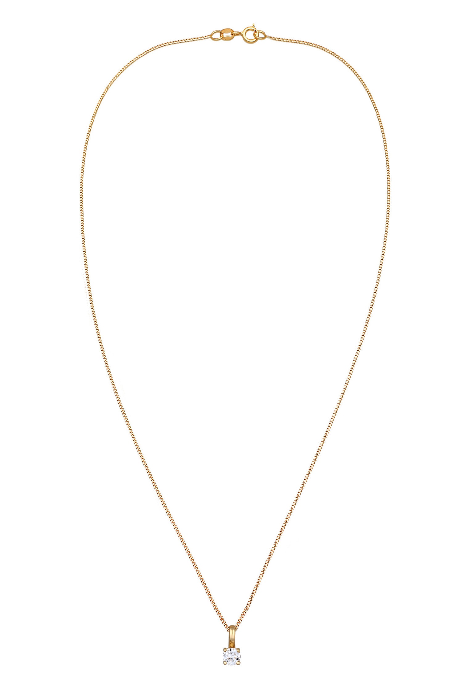 Elli DIAMONDS Silberkette »Halskette Diamant Weiß Brillantschliff (0.034 ct) 585 Gelbgold«