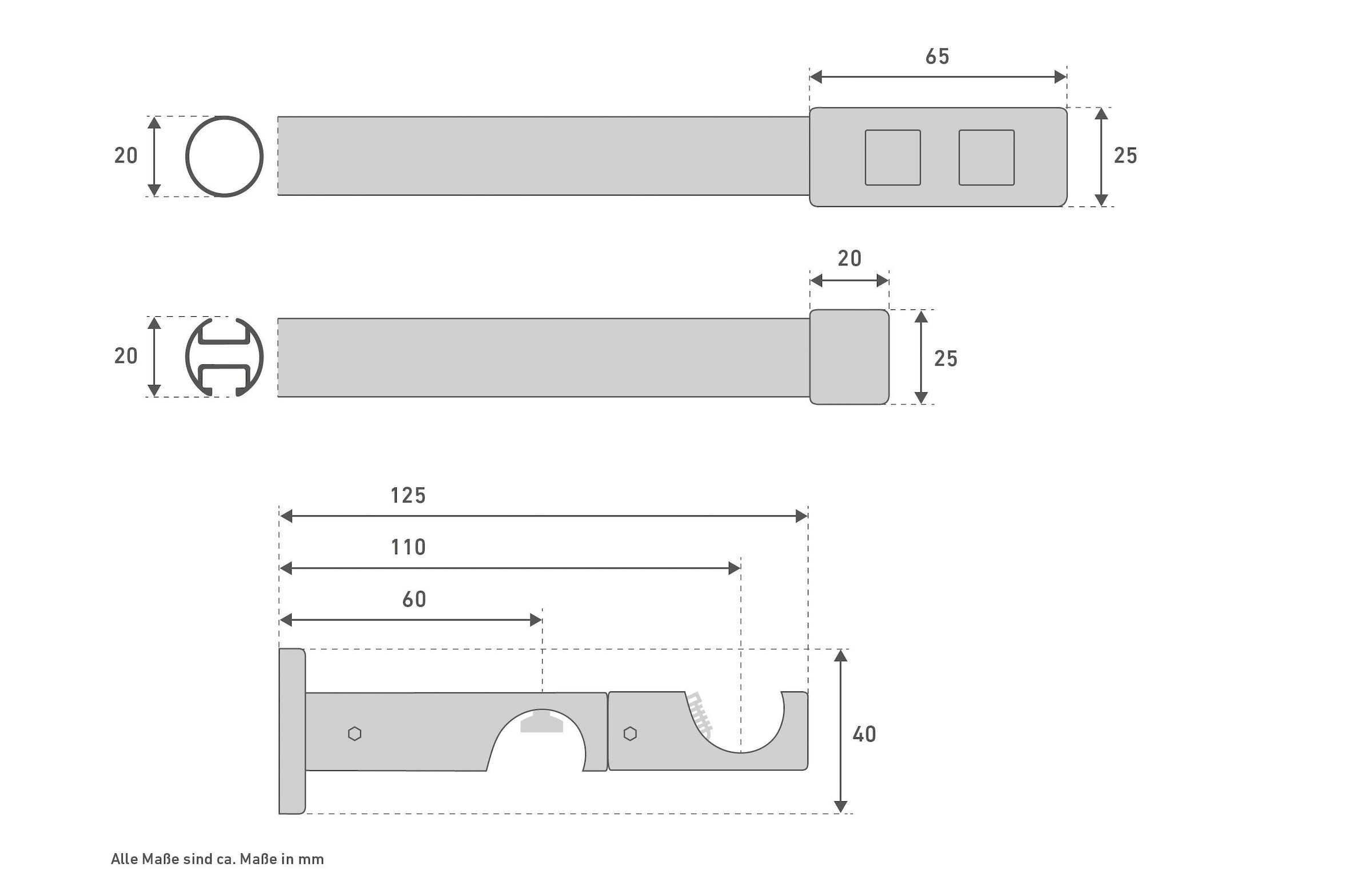 Good Life Kombi-Vorhangstange »Cartucho« Ø 20 mm 2 läufig-läufig Fixmaß
