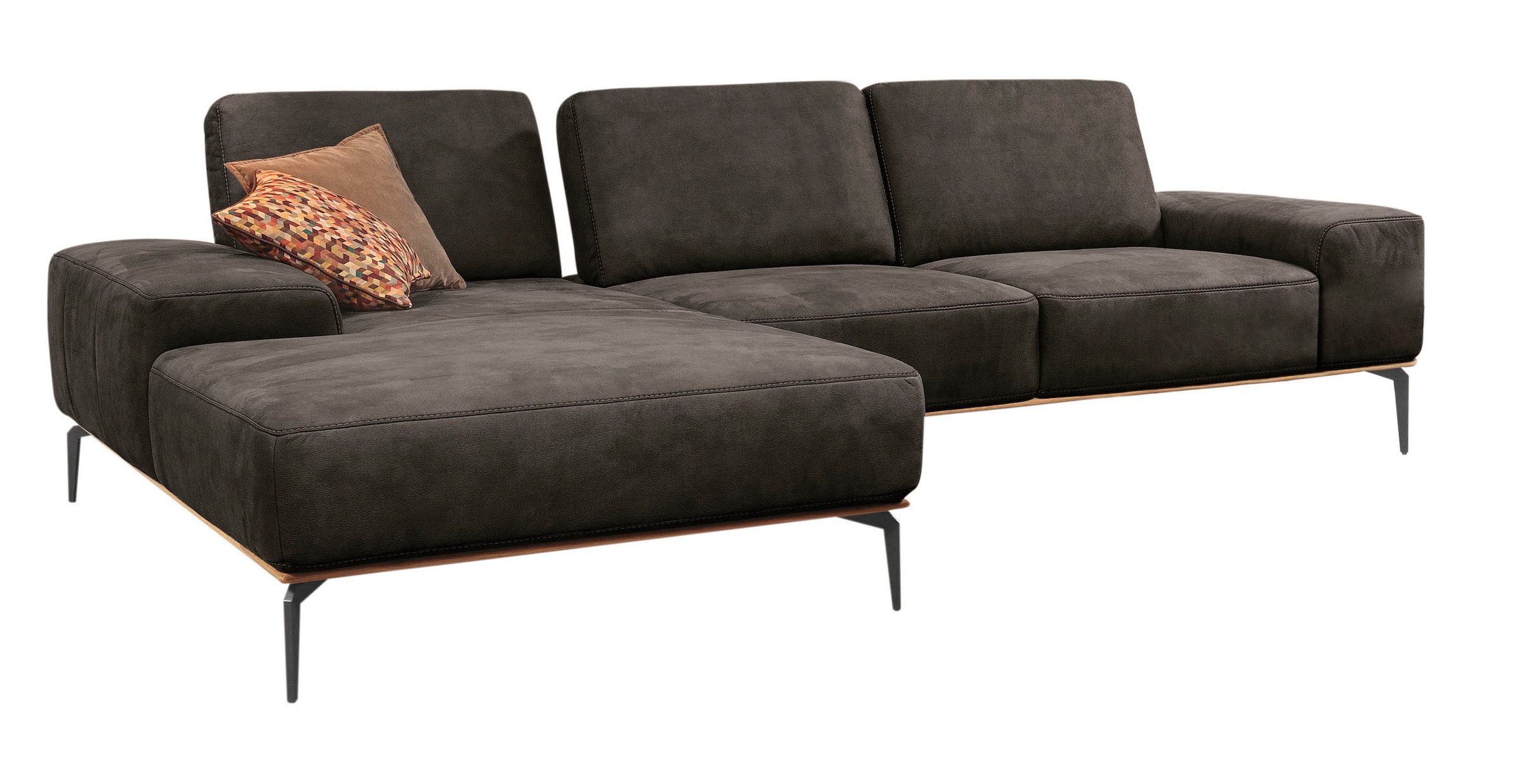 W.SCHILLIG Ecksofa »run, Designsofa mit tollem Sitzkomfort, bequem, L-Form« mit Holzsockel, Füße in Schwarz pulverbeschichtet, Breite 319 cm
