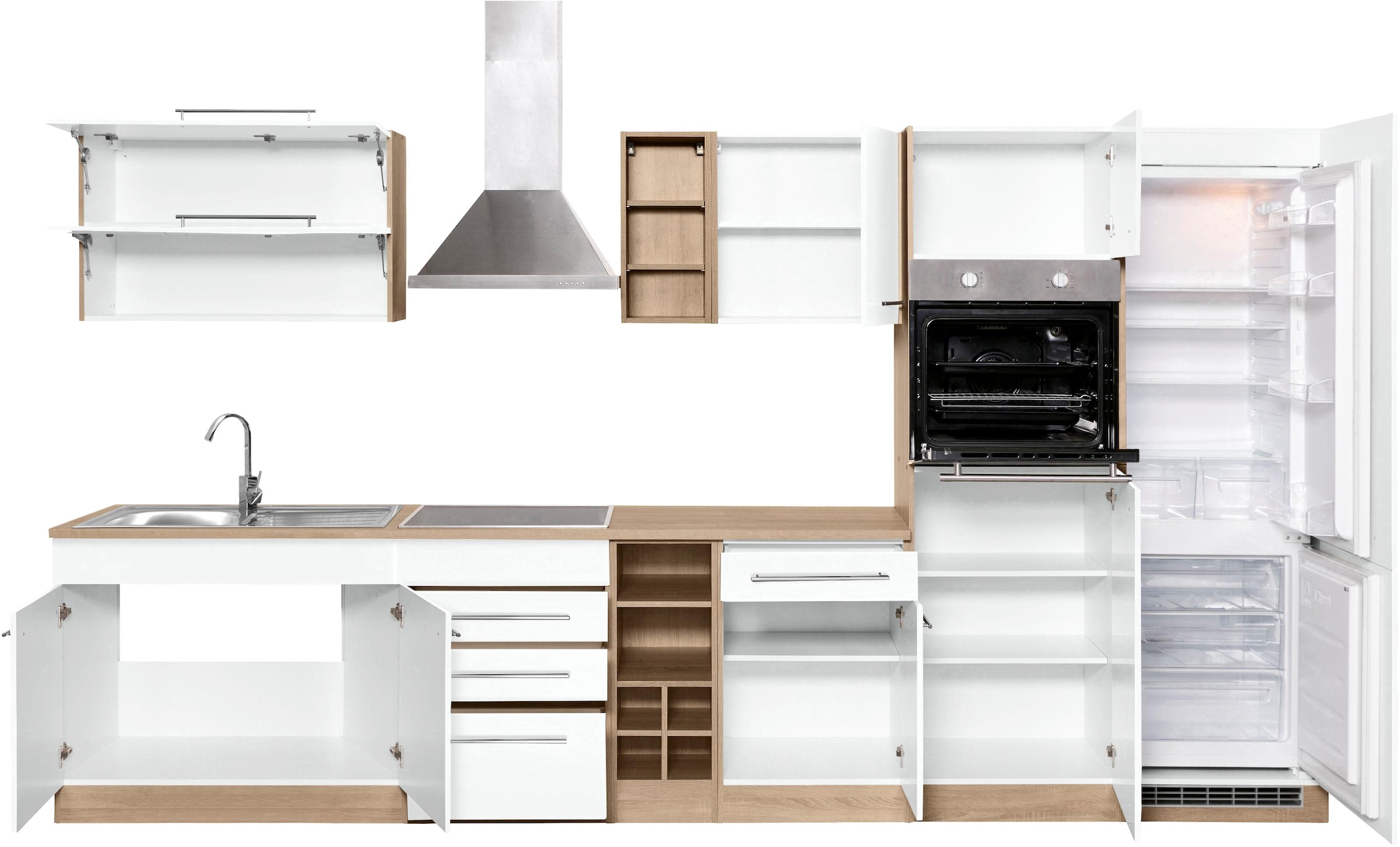 KOCHSTATION Küchenzeile »KS-Eton« mit E-Geräten, Breite 360 cm