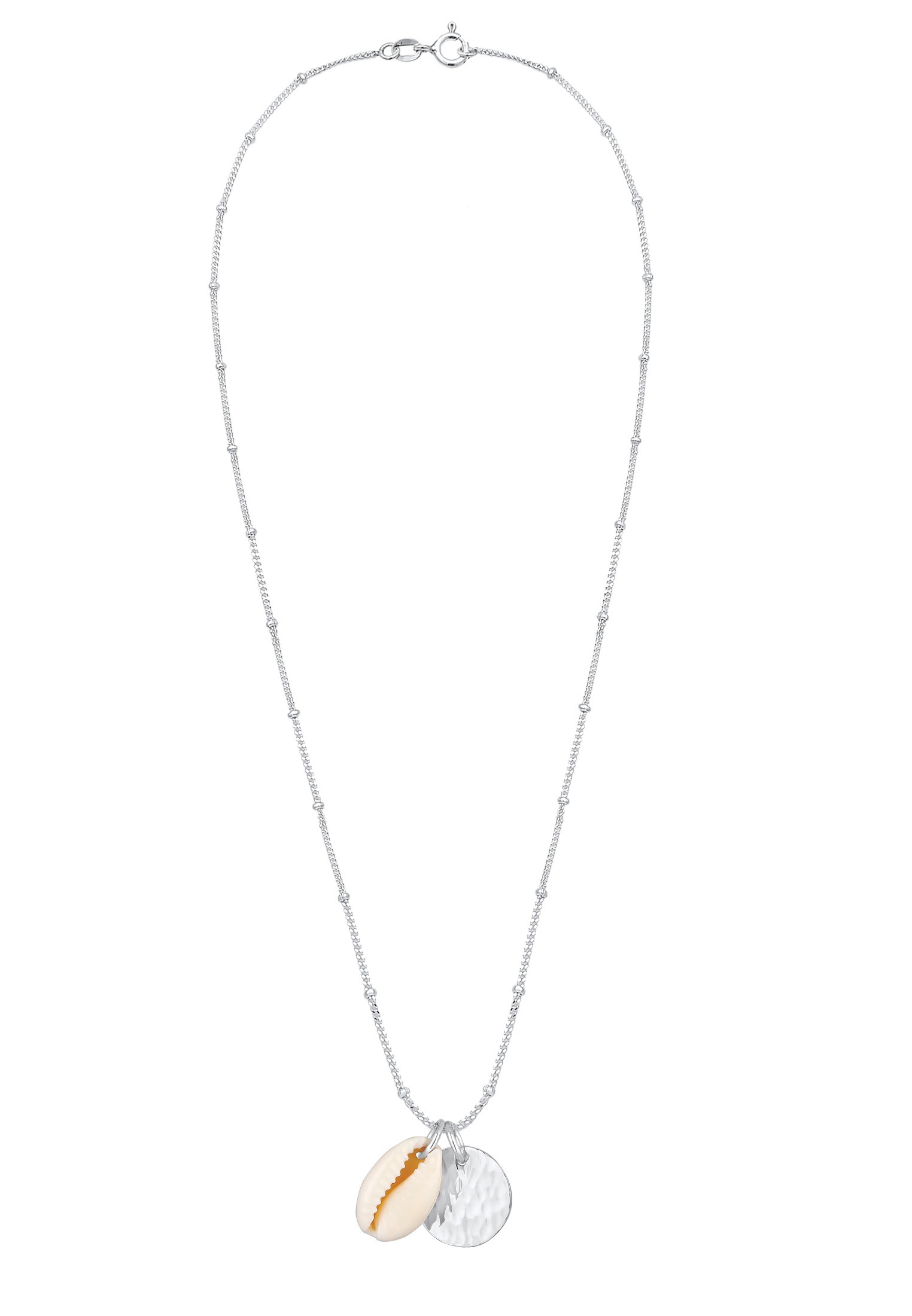 Elli Kette mit Anhänger »Halskette Kauri Muschel und Plättchen Kugelkette 925 Silber«