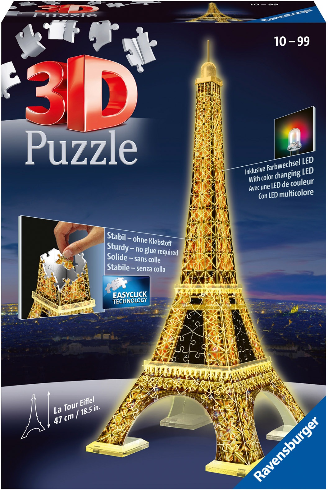 Ravensburger 3D-Puzzle »Eiffelturm bei Nacht«, mit Leuchtmodul inkl. LEDs; Made in Europe, FSC® - schützt Wald - weltweit