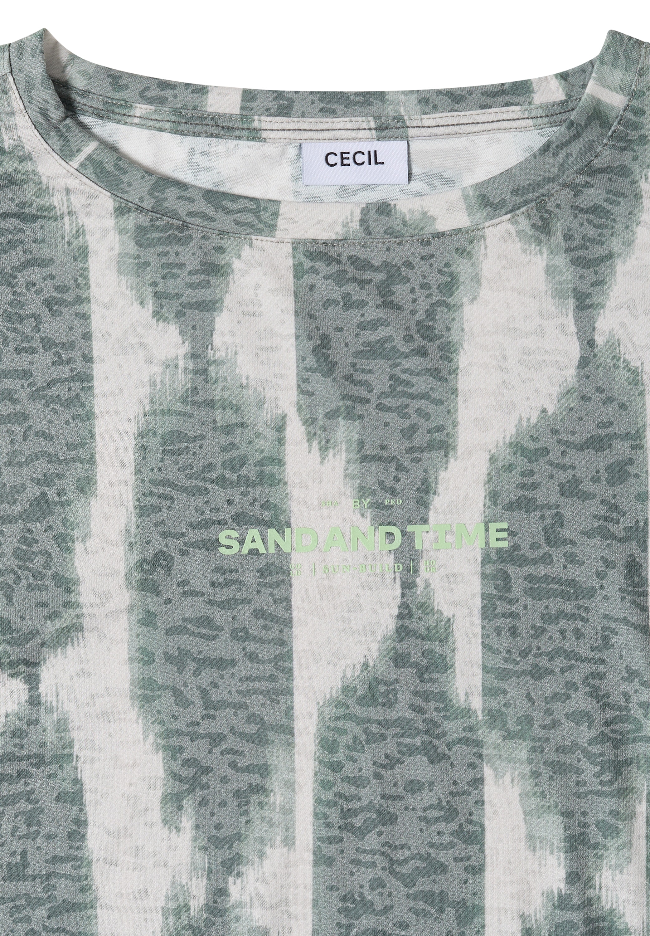 Cecil Kurzarmshirt Sommershirt im Ausbrenner-Look mit Wording