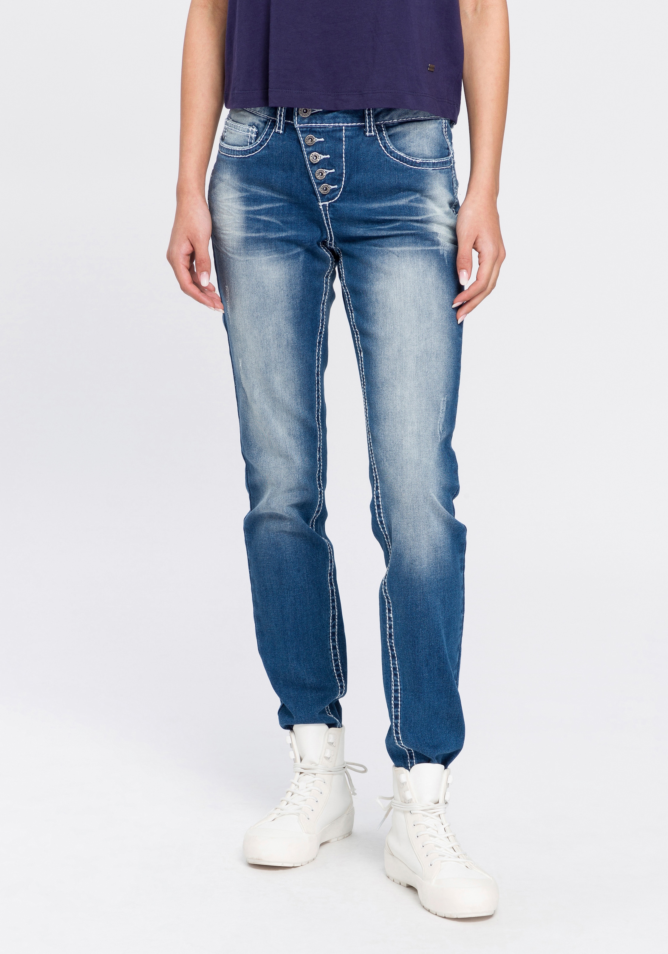 bei - Mid OTTOversand »Heavy Washed Shaping«, Slim-fit-Jeans Arizona Waist