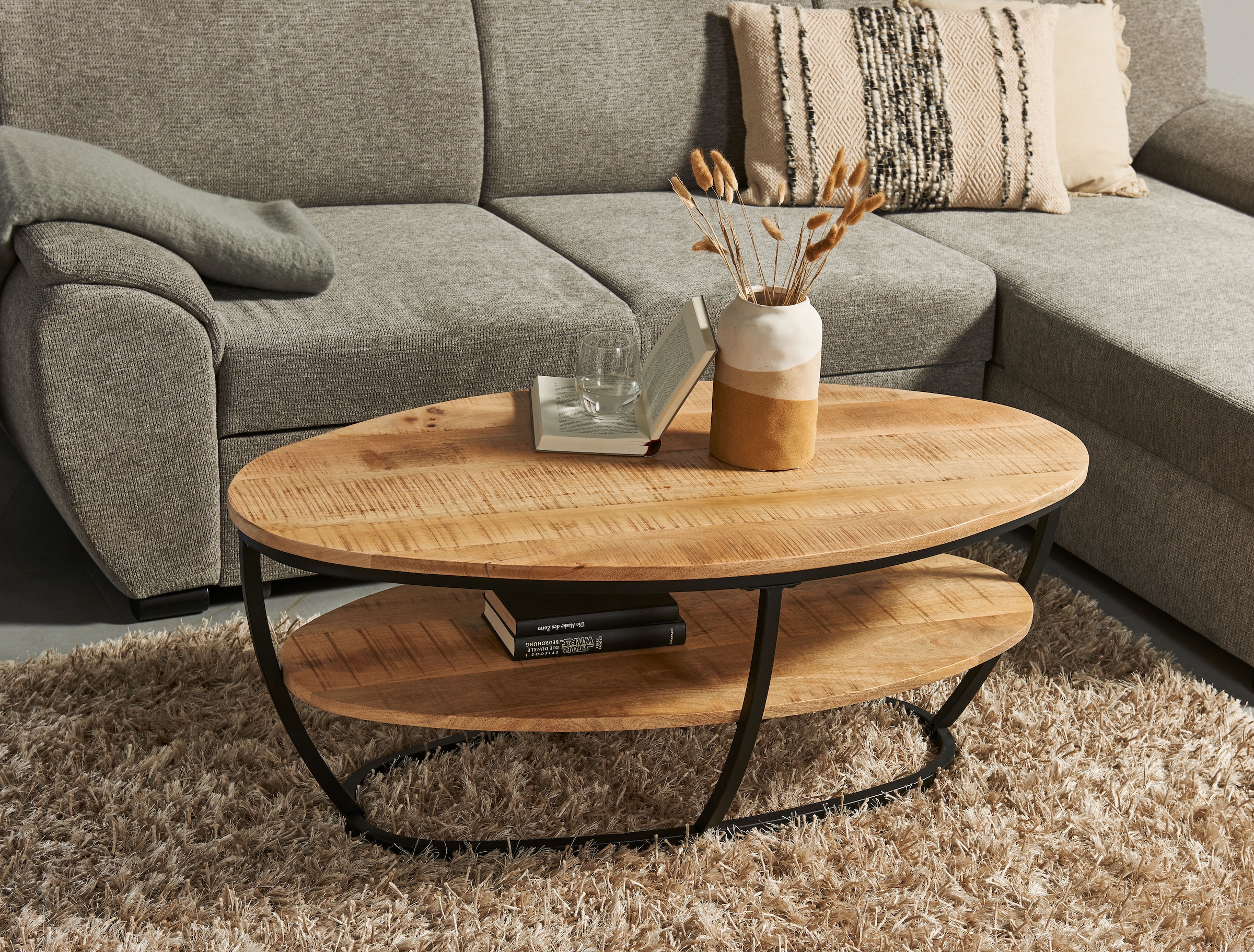 Stolkom Couchtisch »Jambi 2 B/H/T 110x44x60 cm« 1 Stk. tlg. Mangoholz, Oberfläche uneben