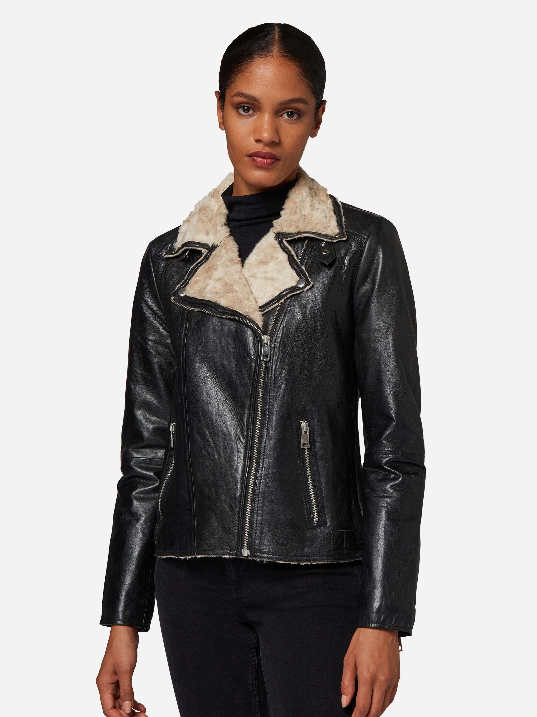 RICANO Bikerjacke »Lederjacke Holly« ohne Kapuze Handgefertigt aus echtem Leder