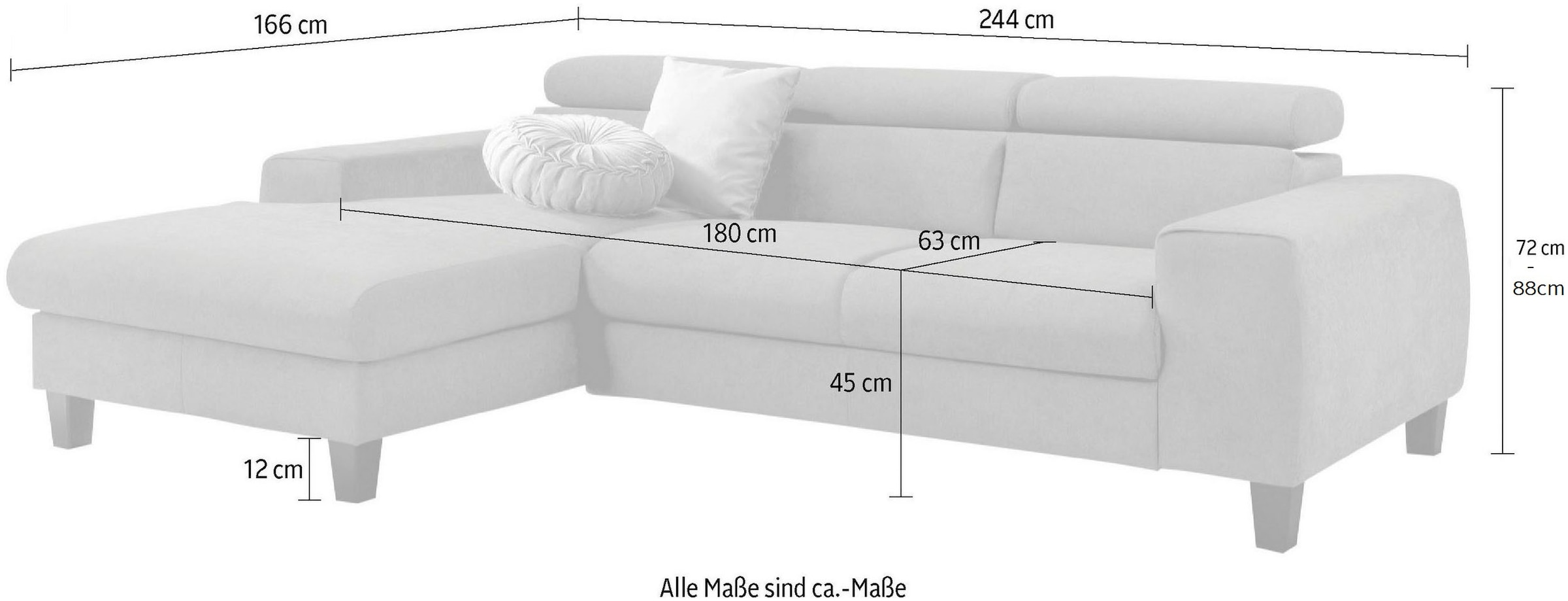 COTTA Ecksofa »Morven L-Form mit Kopfteilverstellung« wahlweise mit Bettfunktion, Bettkasten & Wireless-Charger