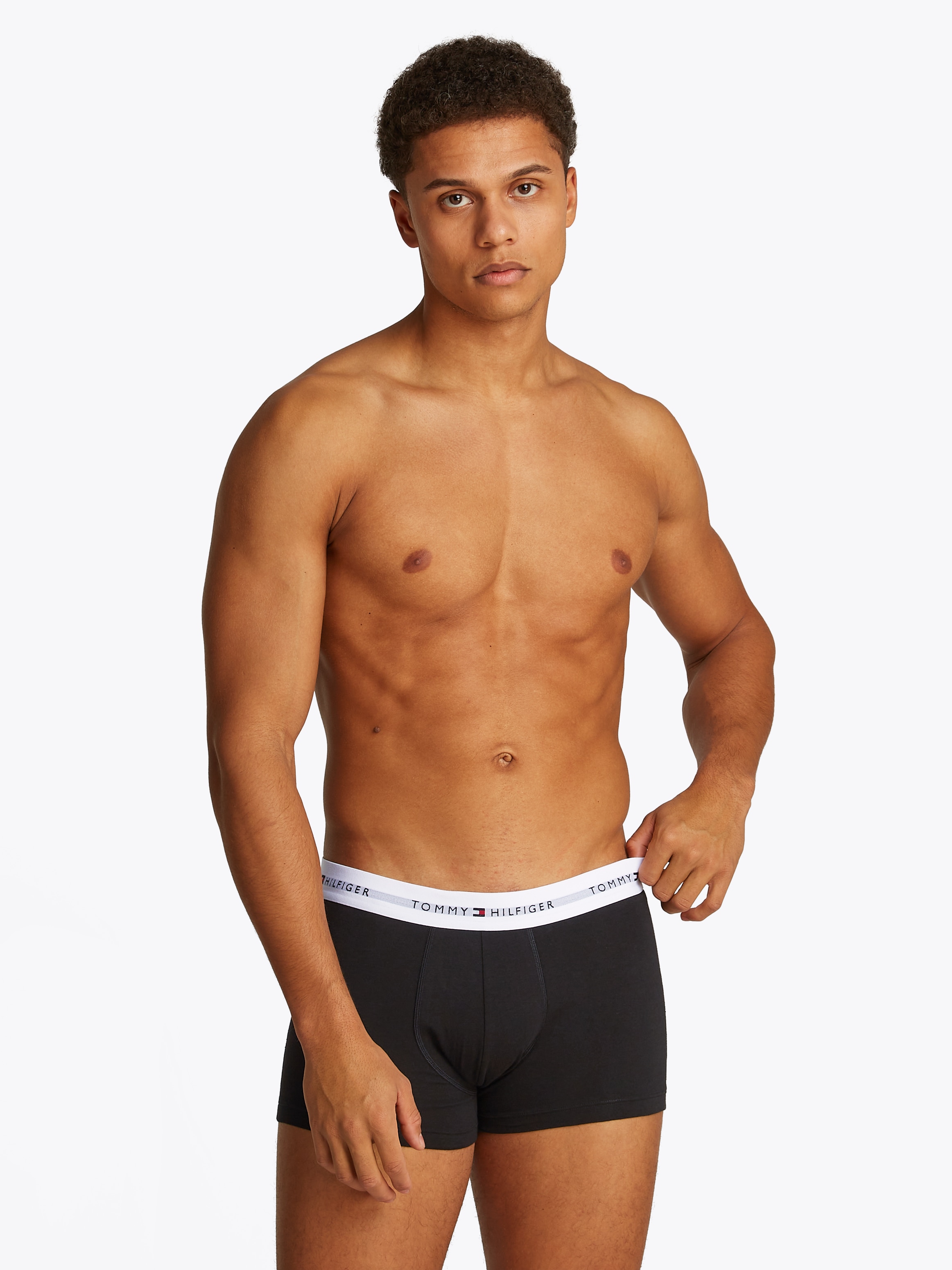 Tommy Hilfiger Underwear Boxer »TRUNK 3 PACK«, (3 St.), mit kontrastfarbenem Logobund