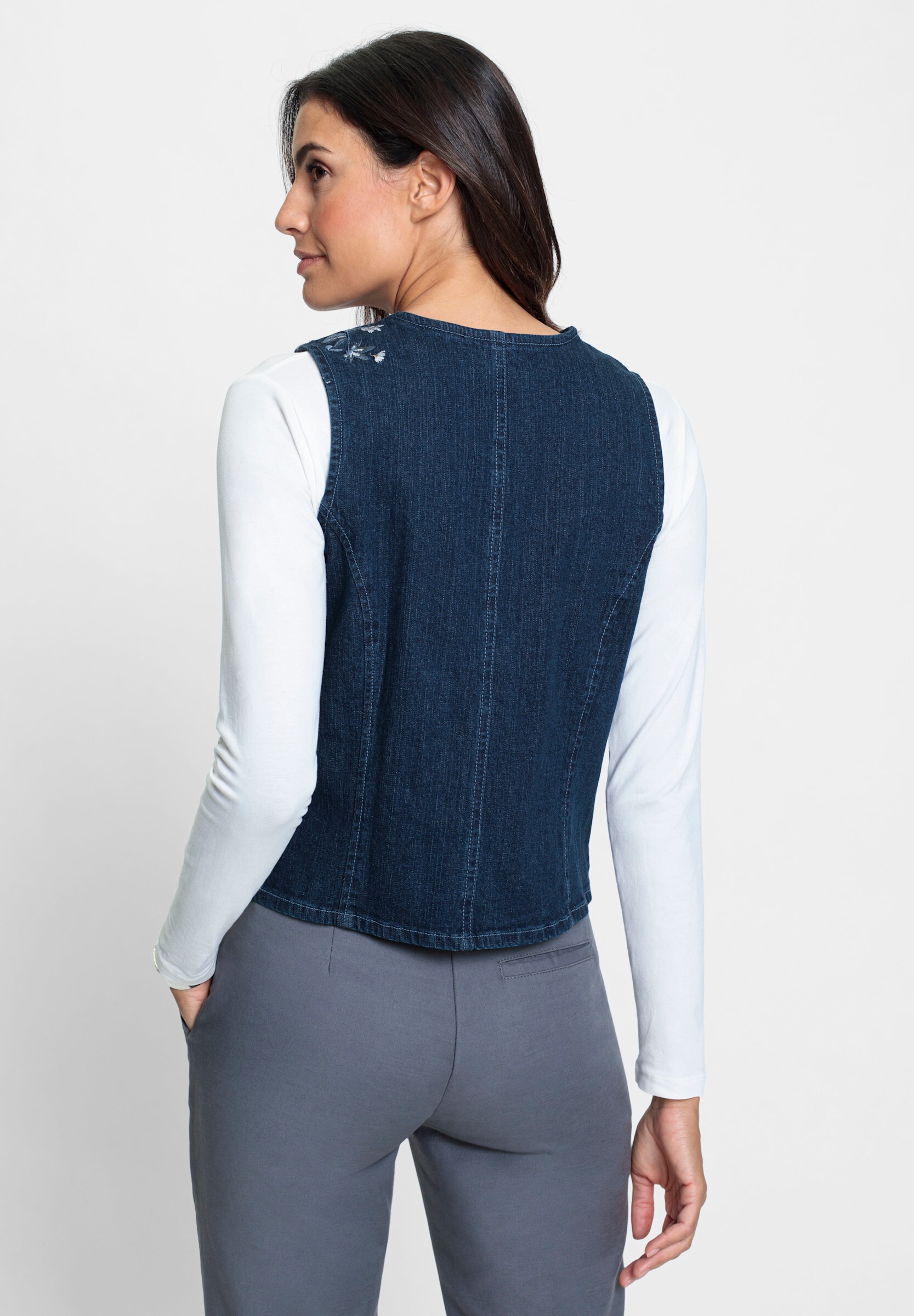 Witt Kurzweste »Jeans-Weste Jeansweste mit Blütenstickerei«