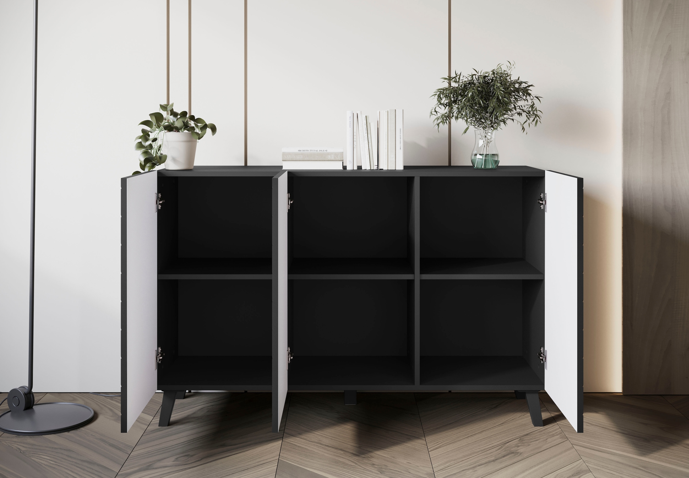 INOSIGN Sideboard »PHUKET«, (1 St.), Modernes Sideboard mit 6 Fächern, Breite 120 cm