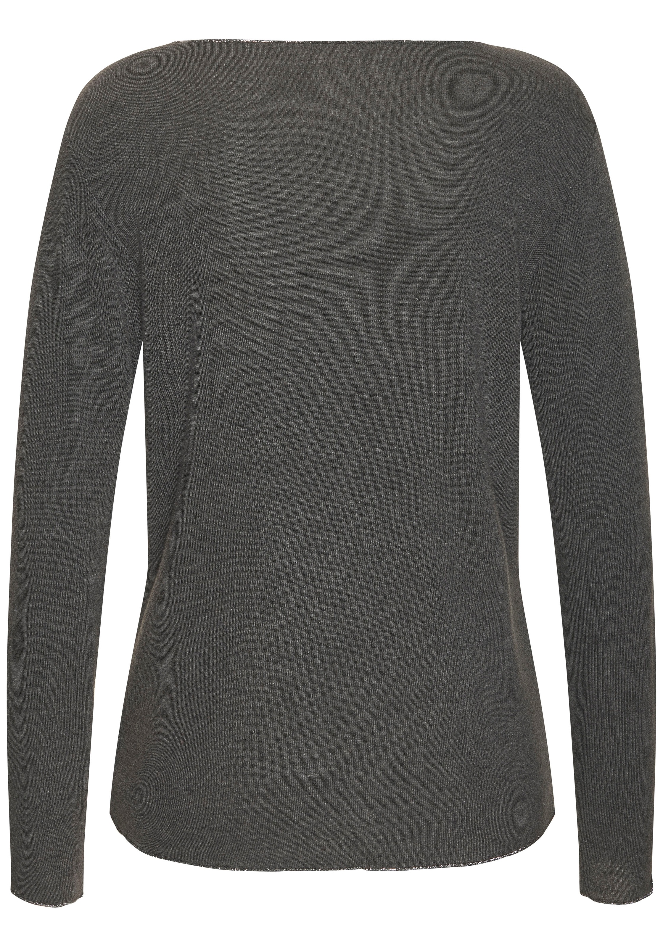 LASCANA Langarmshirt »mit feiner Glitzereinfassung«, aus weichem Viskose-Feinstrick
