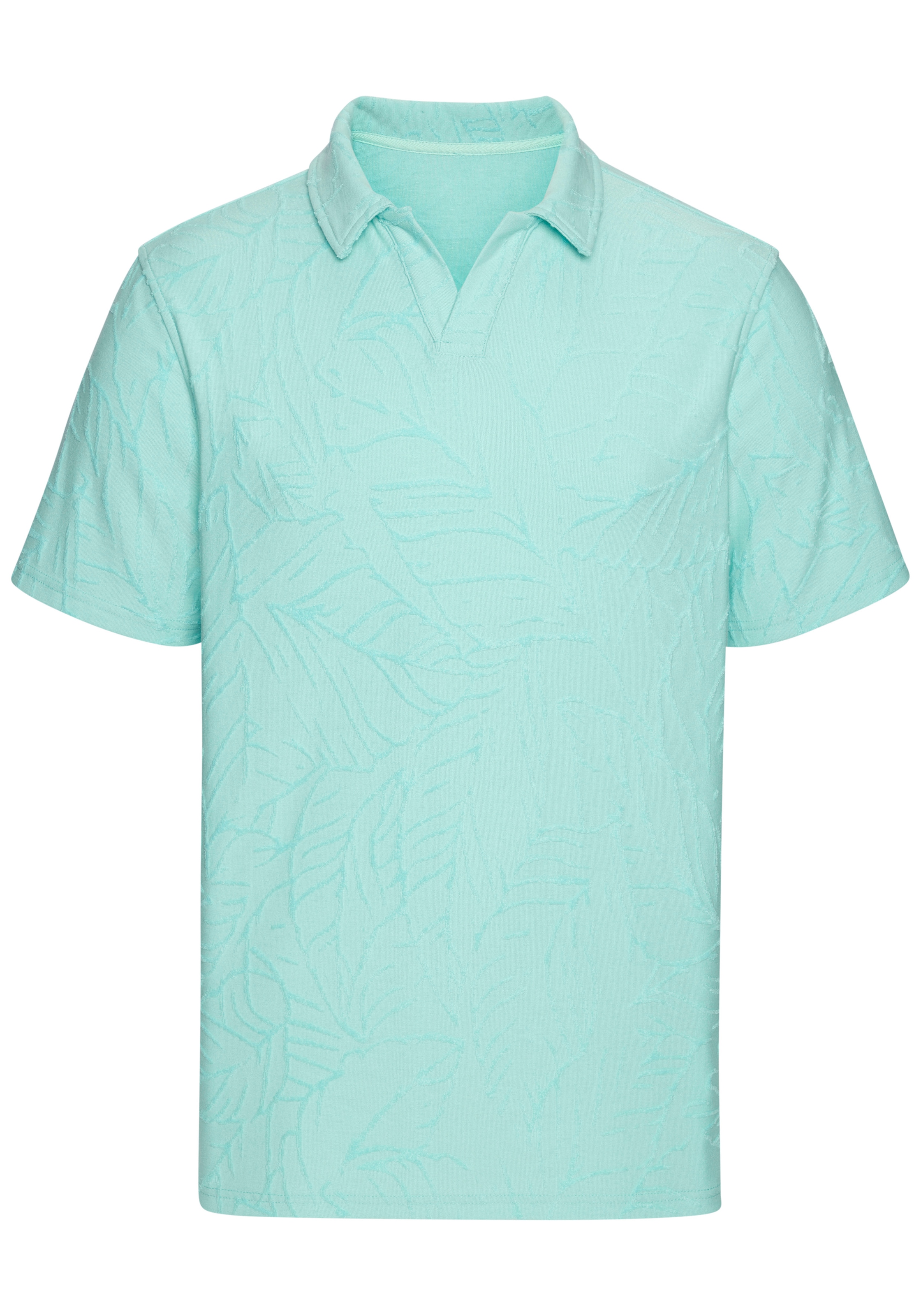 Beachtime Poloshirt », sommerliches T-Shirt mit modischen Blätter-Design« neue Strukturqualität im Blätter-Design