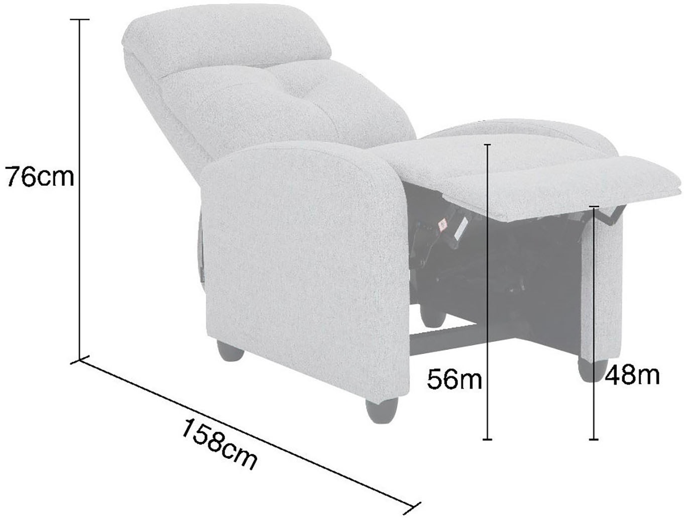 Home affaire Relaxsessel »VESOUL, TV-Sessel, Ruhesessel mit Schlaffunktion, Webstoff«, Loungesessel mit manueller Relaxfunktion 105°-135°
