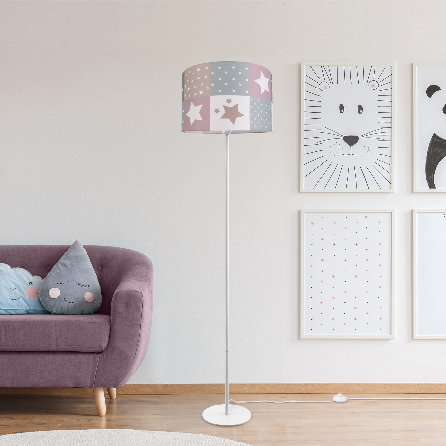Paco Home Stehlampe »Cosmo 345«, 1 flammig, Leuchtmittel E27 | ohne Leuchtmittel, Kinderlampe LED Kinderzimmer Lampe Sternen Motiv, Stehleuchte E27