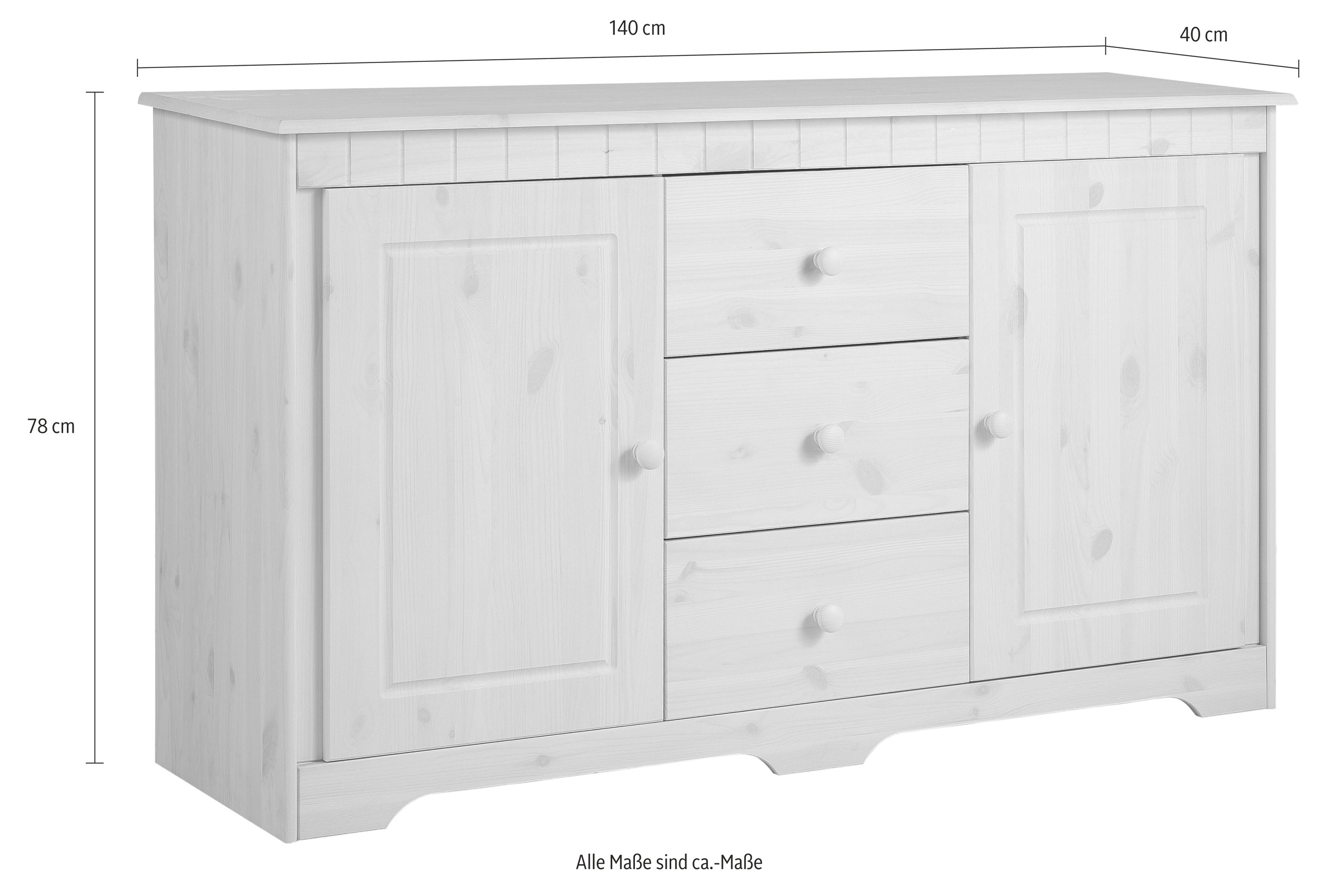Home affaire Sideboard »Pöhl«, 140 cm breit, aus massiver Kiefer