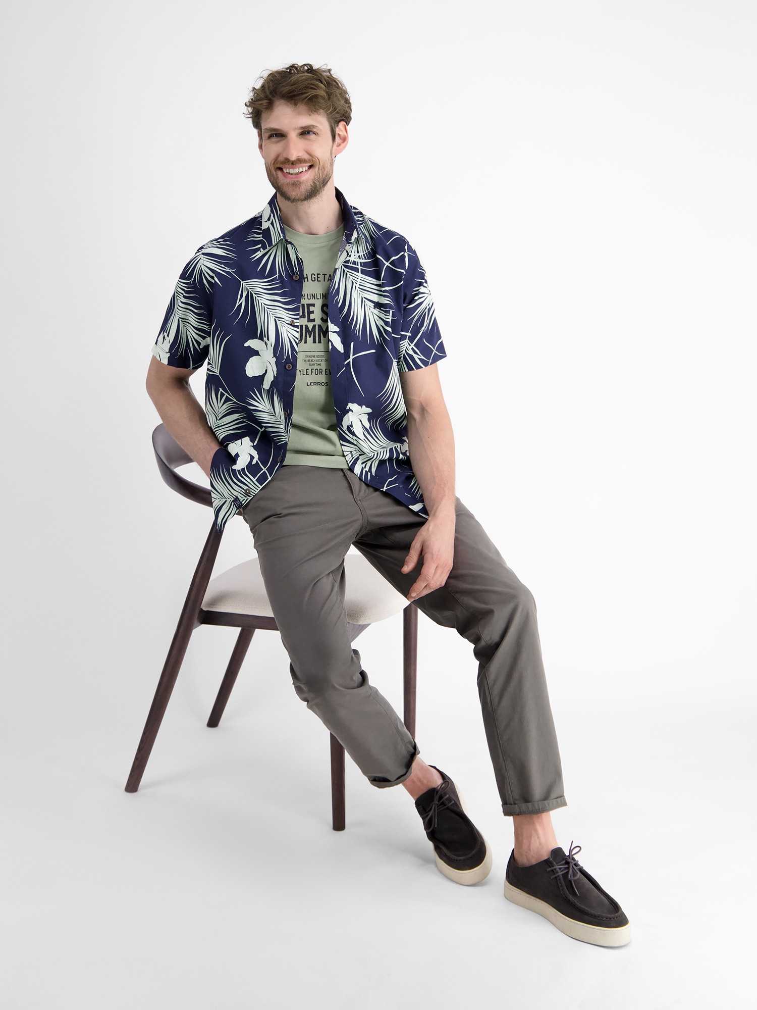 LERROS T-Shirt »LERROS Herren T-Shirt mit Brustprint«