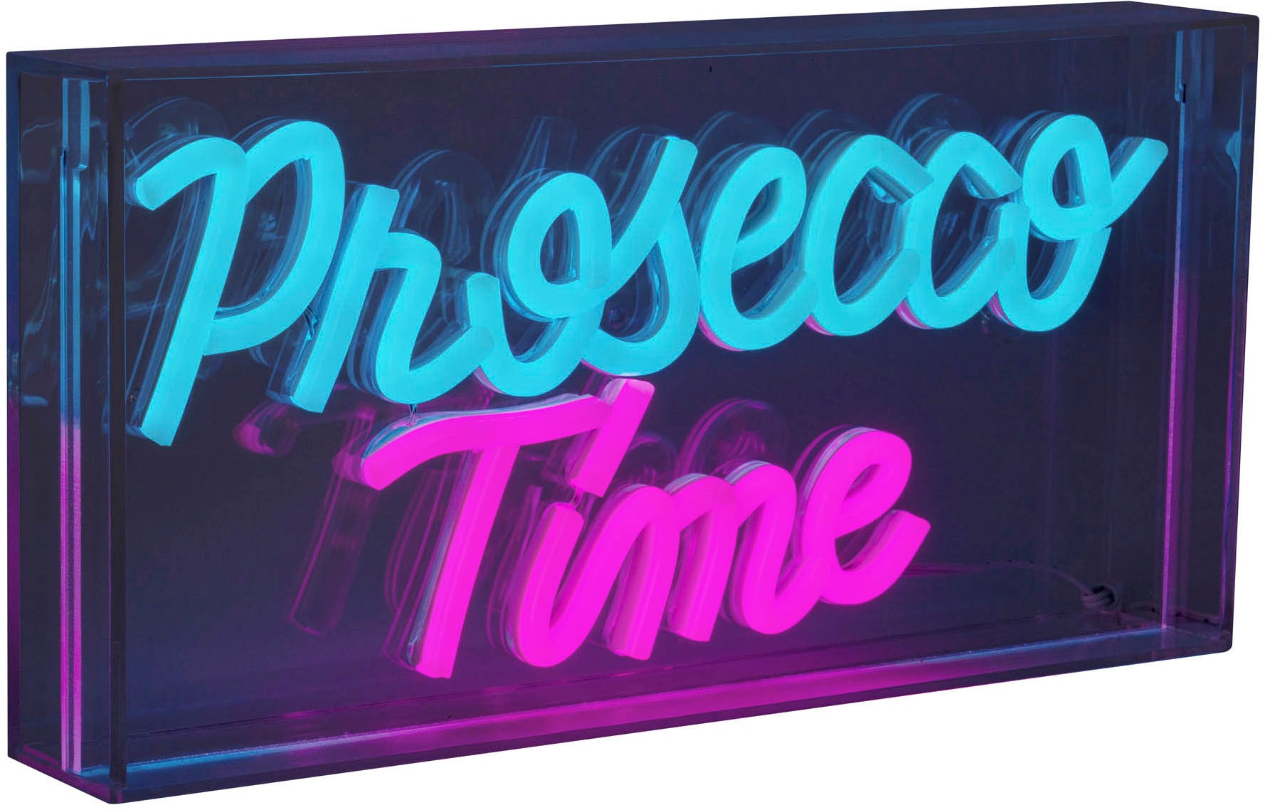 näve LED Dekolicht »PROSECCO TIME« LED-Modul 1 Stk. blau | rot Schriftzug beleuchtet blau rot, Tisch- Wandfunktion, transparent, USB
