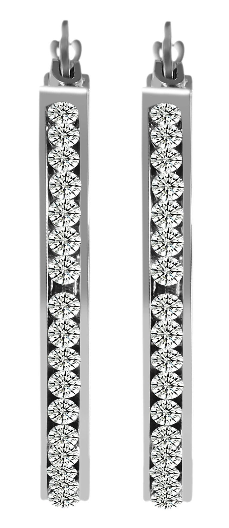 Adelia´s Paar Creolen »Damen Ohrringe ¿ Creole aus Edelstahl mit Strass Steinchen«