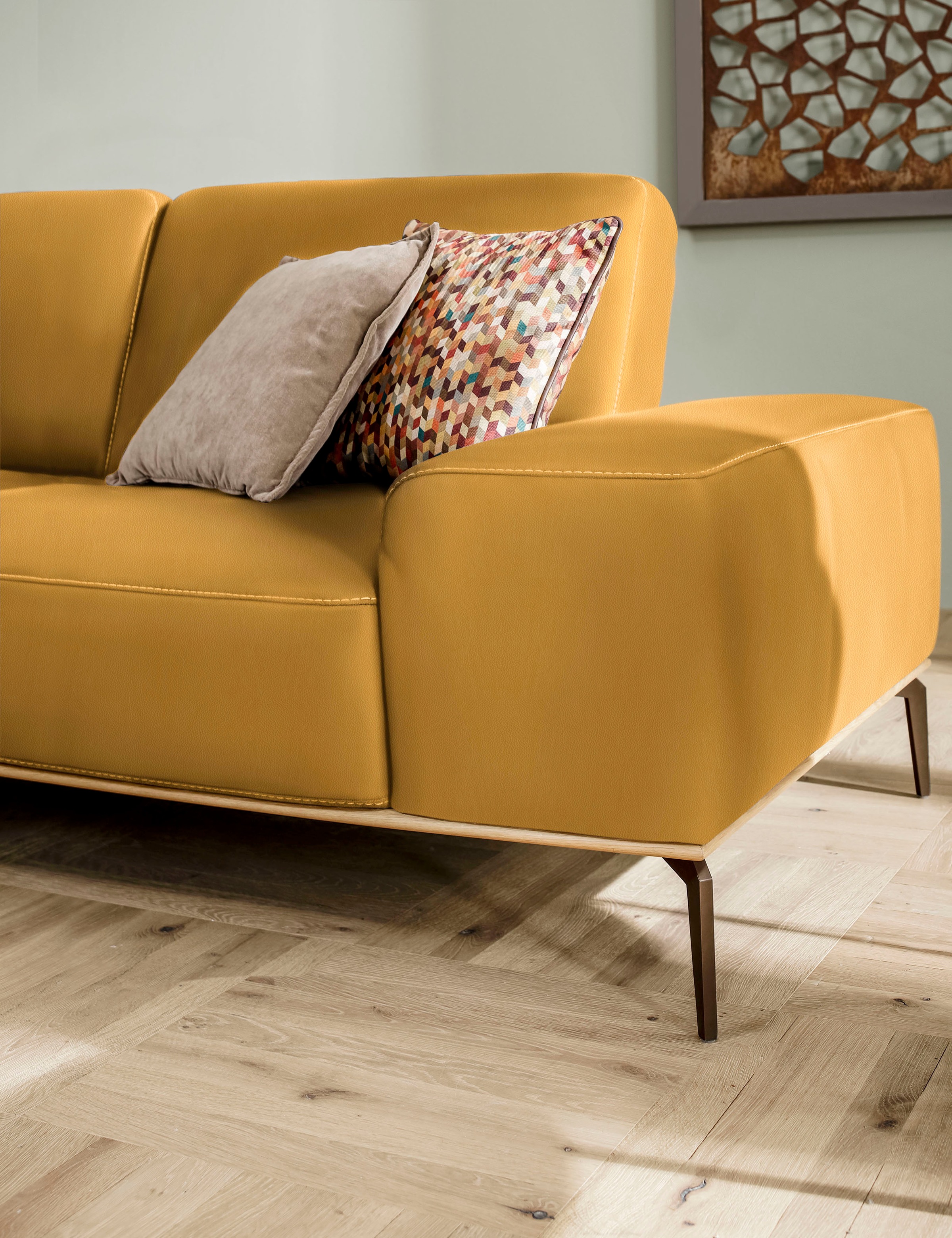 W.SCHILLIG Ecksofa »run, Designsofa mit tollem Sitzkomfort, bequem, L-Form«, mit Holzsockel, Füße in Bronze pulverbeschichtet, Breite 319 cm