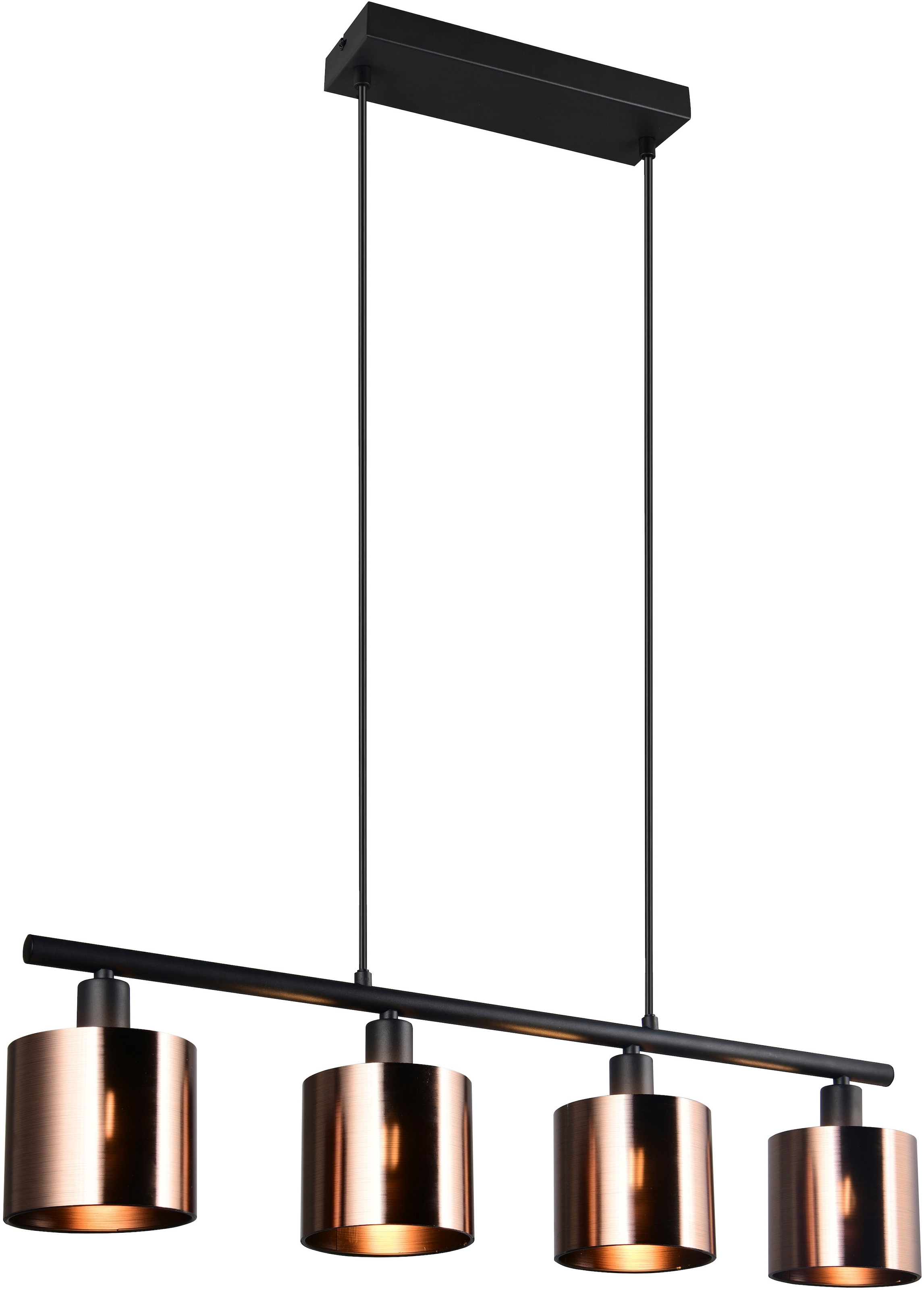 REALITY Leuchten Pendelleuchte »JASON, Hängelampe Esszimmerlampe,  4-flammig, exkl. 4xE14 max 10W« E14 1 Stk. warmweiß - kaltweiß höhenverstellbar max 150cm, mit semi-transparenten Kunststoff-Schirmen