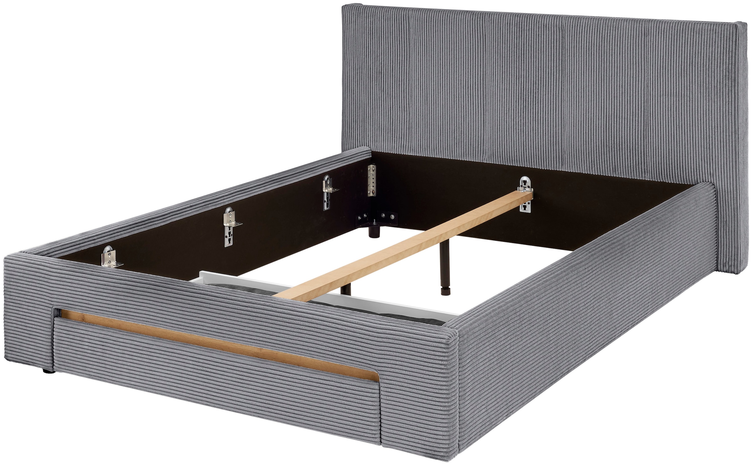 INOSIGN Polsterbett »CiTY/GiRON, Bettgestell mit Bettkasten, gepolstertes Stauraumbett«, mit Hundebett oder Stauraumschublade, Bezug Cord-oder Leinenoptik