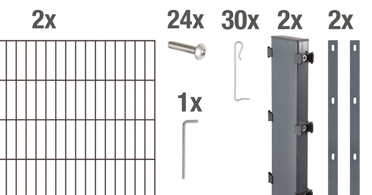 Alberts Mauersystem »Gabionen-Anbauset Step²«, (Set), anthrazit, 100 cm hoch, 2 m, zum Einbetonieren