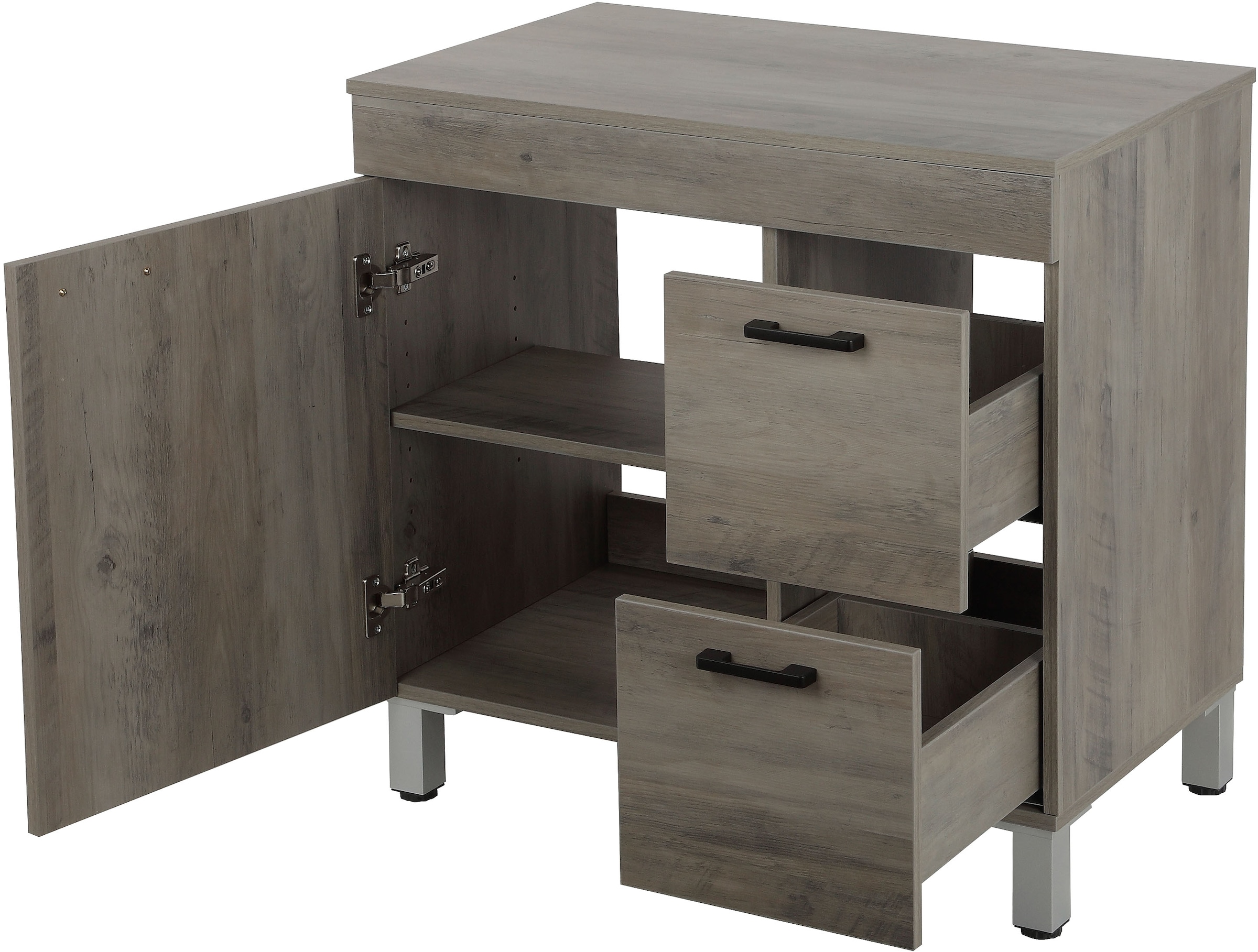 welltime Waschtisch »Florenz, Badezimmerschrank,Badschrank«, Stauraum Waschtisch, 2 Schubladen und 1 Tür