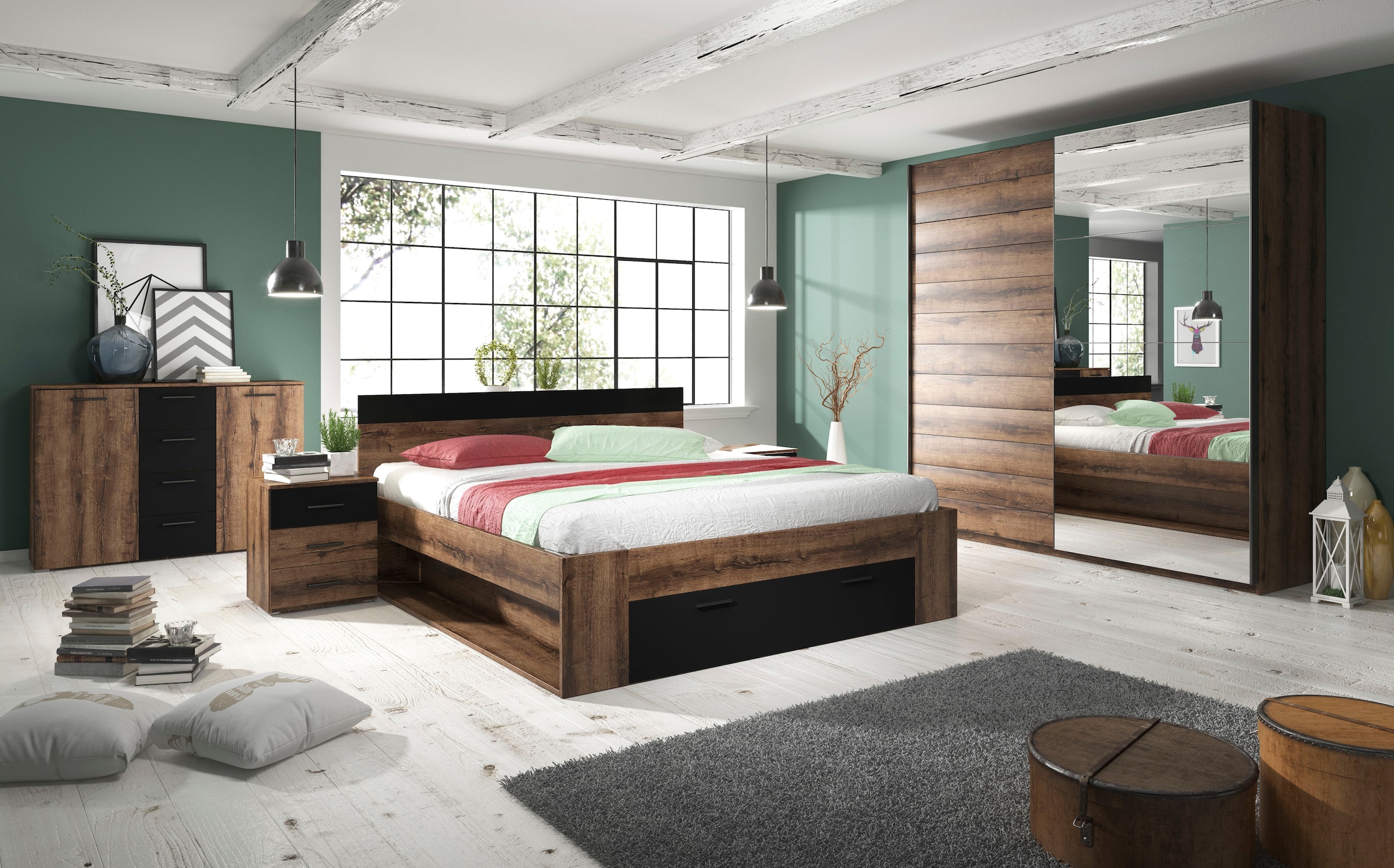 INOSIGN Stauraumbett »Beta, Breite 160 oder 180cm, moderne Bettanlage mit 2 Fächer«, Bettgestell in zwei Größen inklusive Bettschublade