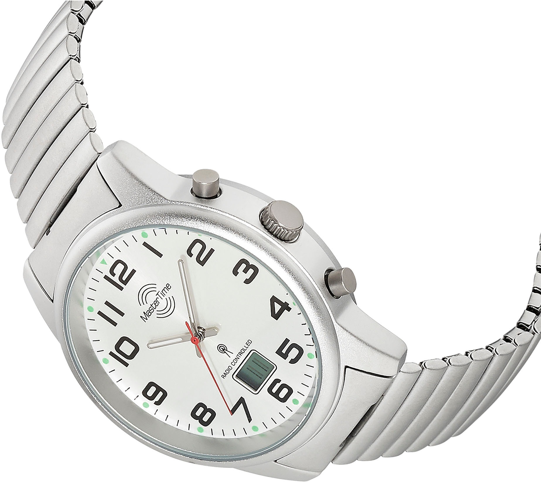 MASTER TIME Funkuhr »Super Power«, Armbanduhr, Quarzuhr, Herren, Datum, Leuchtzeiger, Flexband, Zugband