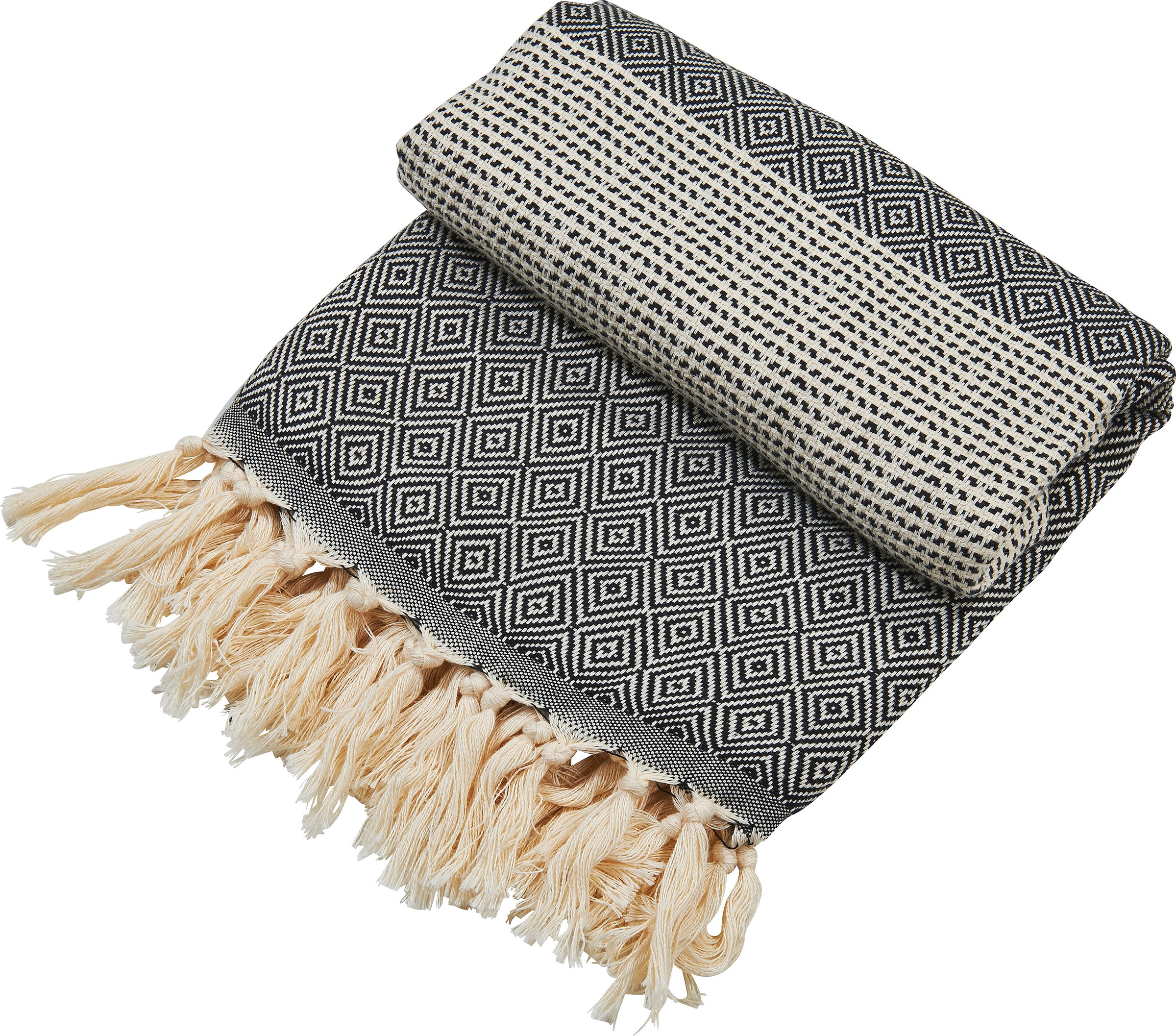 done.® Plaid »Lounge Diamond«, Leichtes Plaid mit geknoteten Fransen