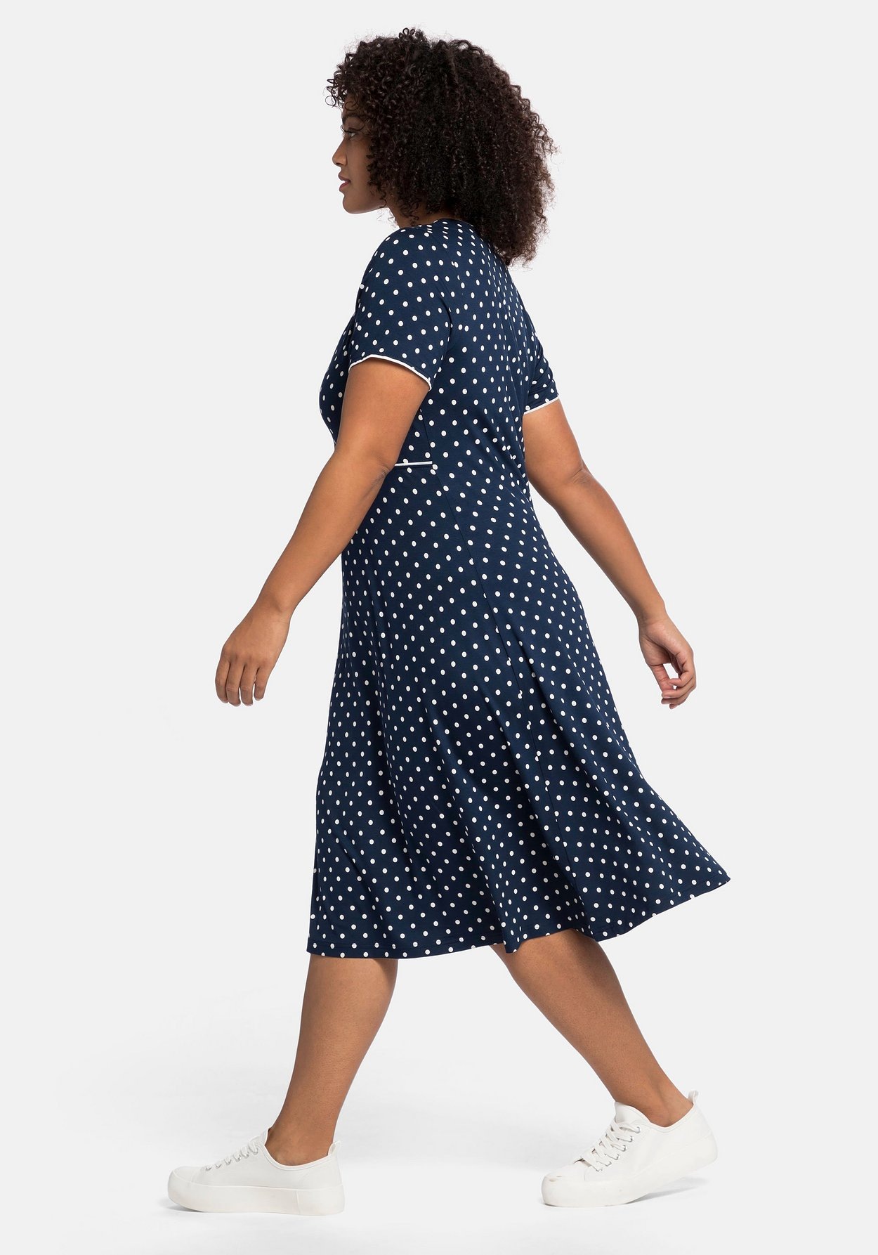 Sheego Jerseykleid »Jerseykleid mit Punktedruck und Paspelierung«