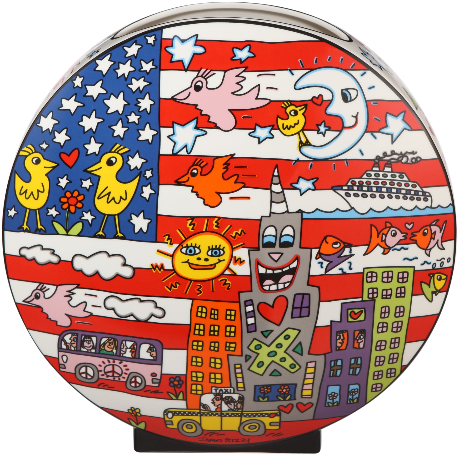 Dekovase »Rizzi«, Pop Art, Porzellan, James Rizzi - Living in the USA