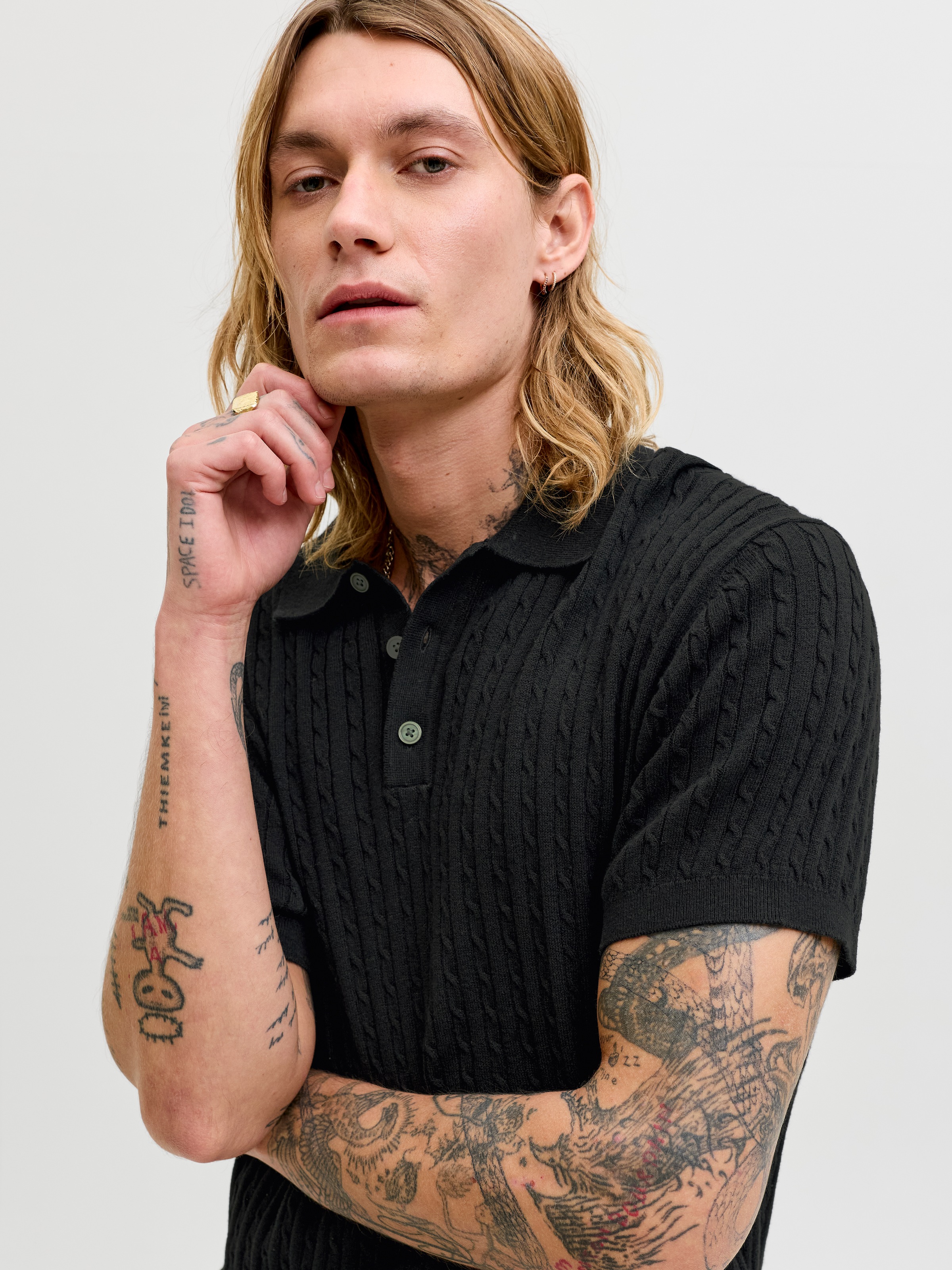 Jack & Jones Polokragenpullover »JJEEMIL KNIT CABLE POLO SS LN« mit Polokragen