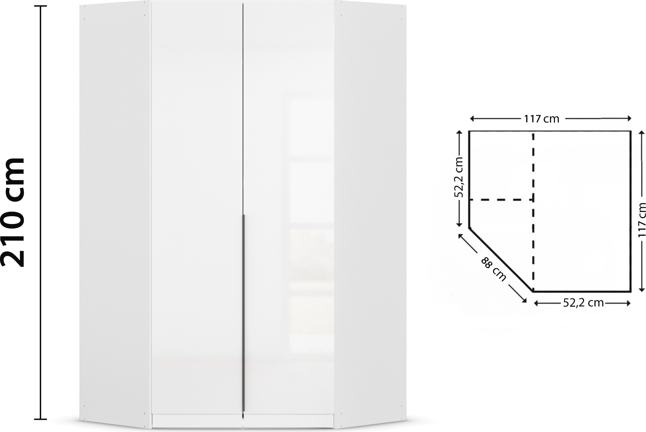 rauch Eckkleiderschrank »Kleiderschrank Schrank Ankleidezimmer Schlafzimmer Garderobe AGORDO«, (in zwei Griff-Farben), voll ausgestattet mit viel Stauraum MADE IN GERMANY