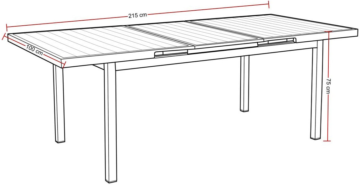 Destiny Esstisch »IMOLA«, (165/ 215x75x100cm) Aluminium, Polywood