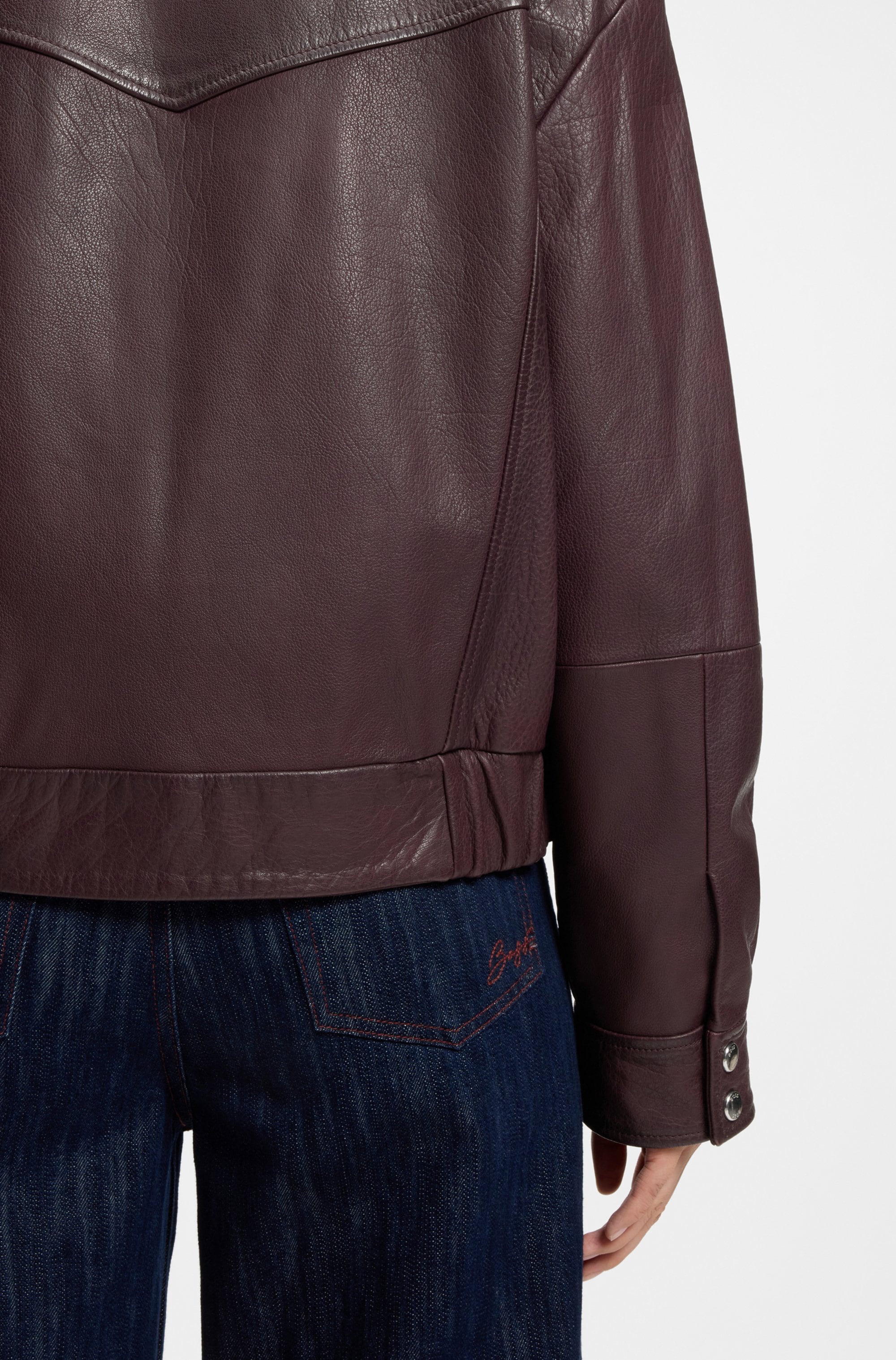 BOSS ORANGE Lederjacke »Sabea Premium Damenmode« mit Stehkragen, Relaxed Fit