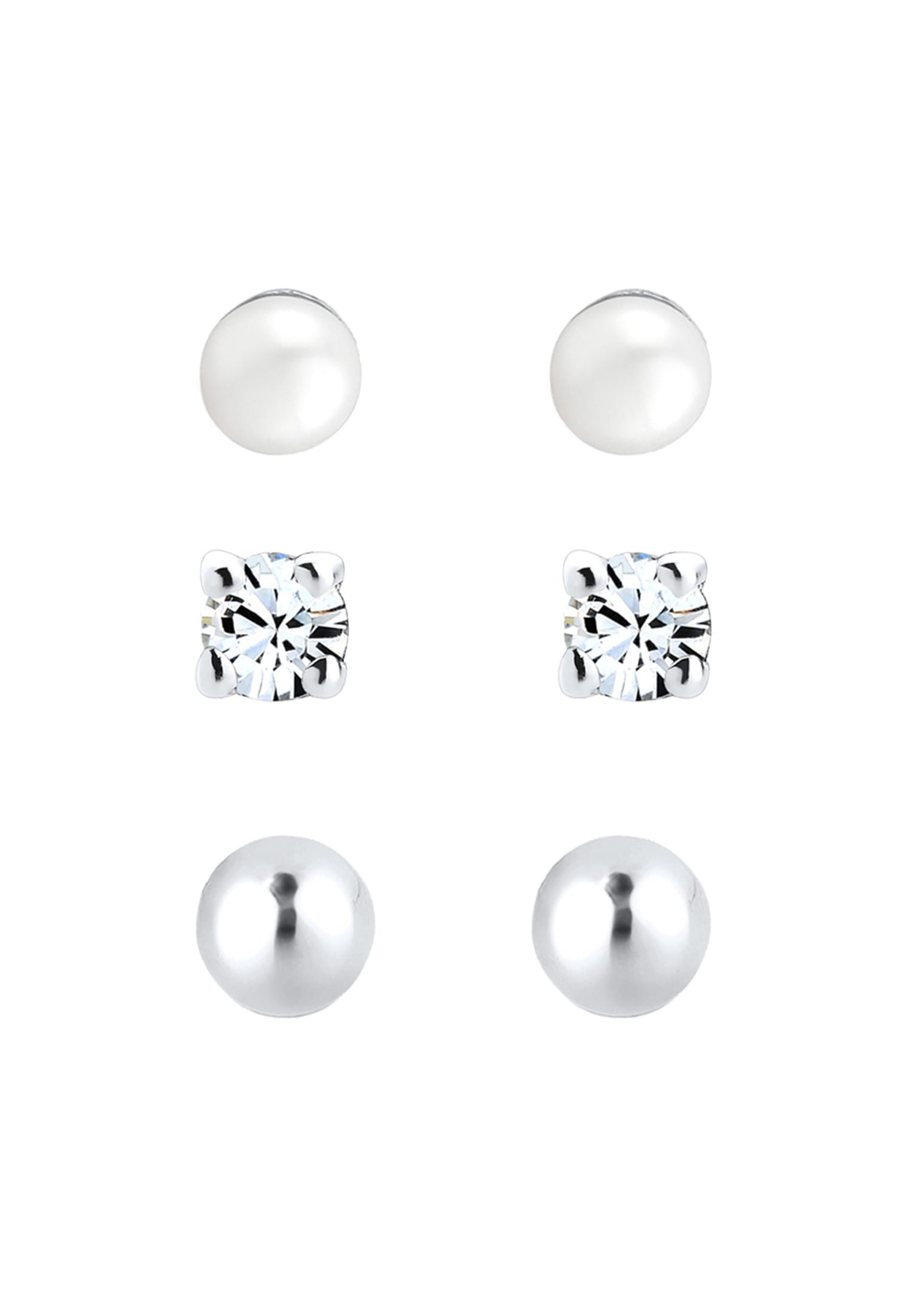 Elli Ohrstecker-Set »Ohrringe Ohrstecker Set Perle Kugel Kristalle 925 Sterling Silber«