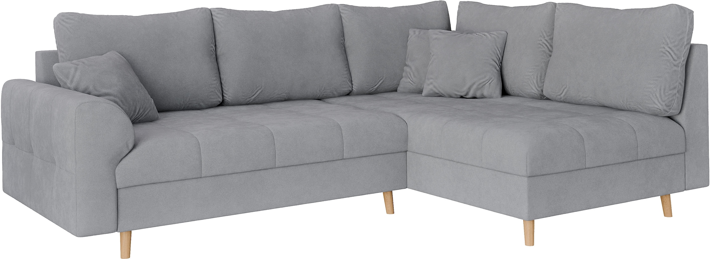 Home affaire Ecksofa »CHARRE L-Form mit Ottomane, Maße B/T/H: 231/161/81 cm«, feine Steppung, lose Rücken- und Zierkissen, auch in Cord und Bouclé