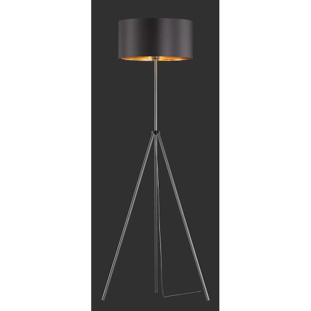 TRIO Leuchten Stehlampe »Daniel«, 1 flammig-flammig, Dreifuß-Stehleuchte,  mit Fußschalter, Schirmdesign schwarz/gold bestellen bei OTTO