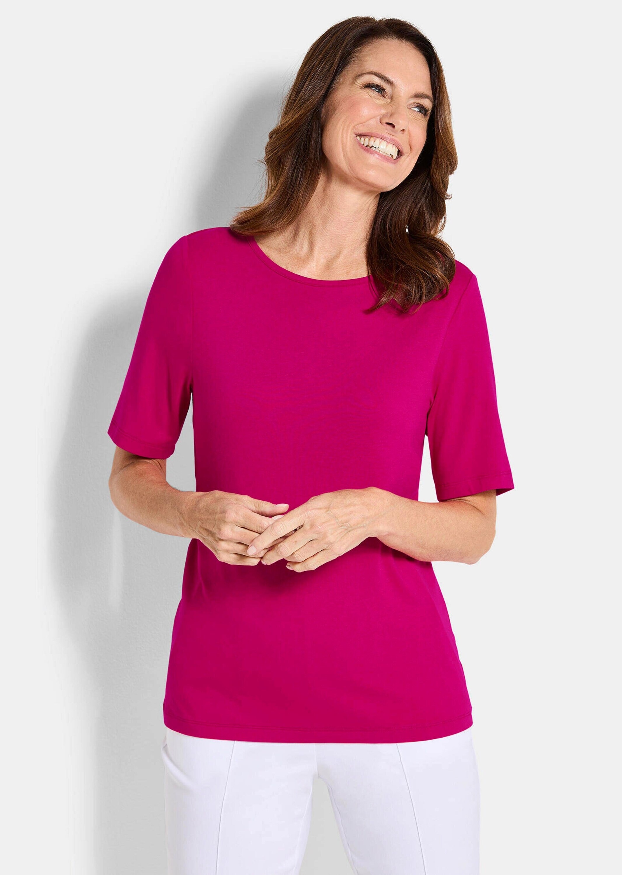 GOLDNER Kurzarmshirt »Stilvolles Shirt-Duo mit Muster-Mix« stretchbequemer Viskosejersey