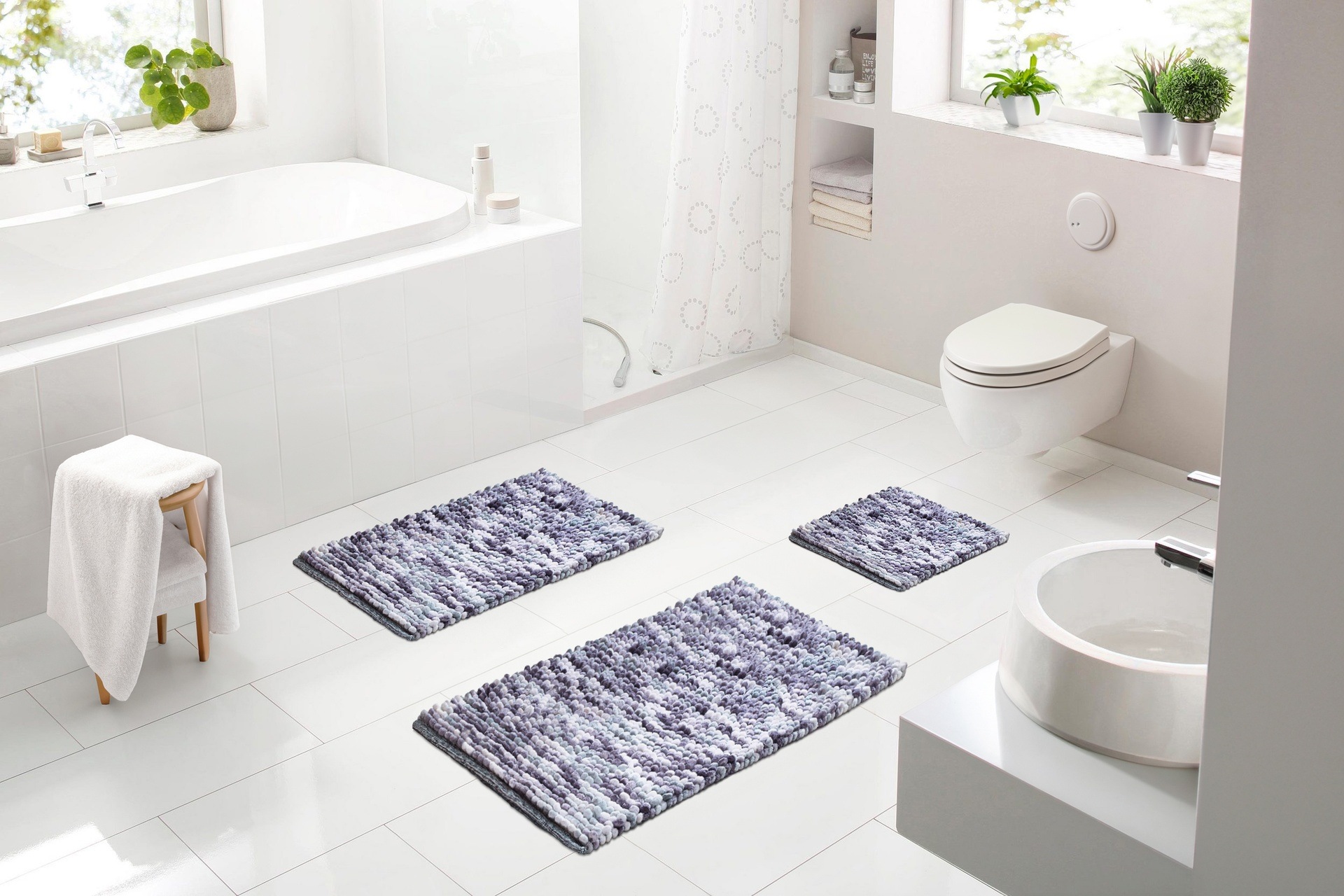 Linea Due Badematte »Punto«, rutschhemmend beschichtet, fußbodenheizungsgeeignet